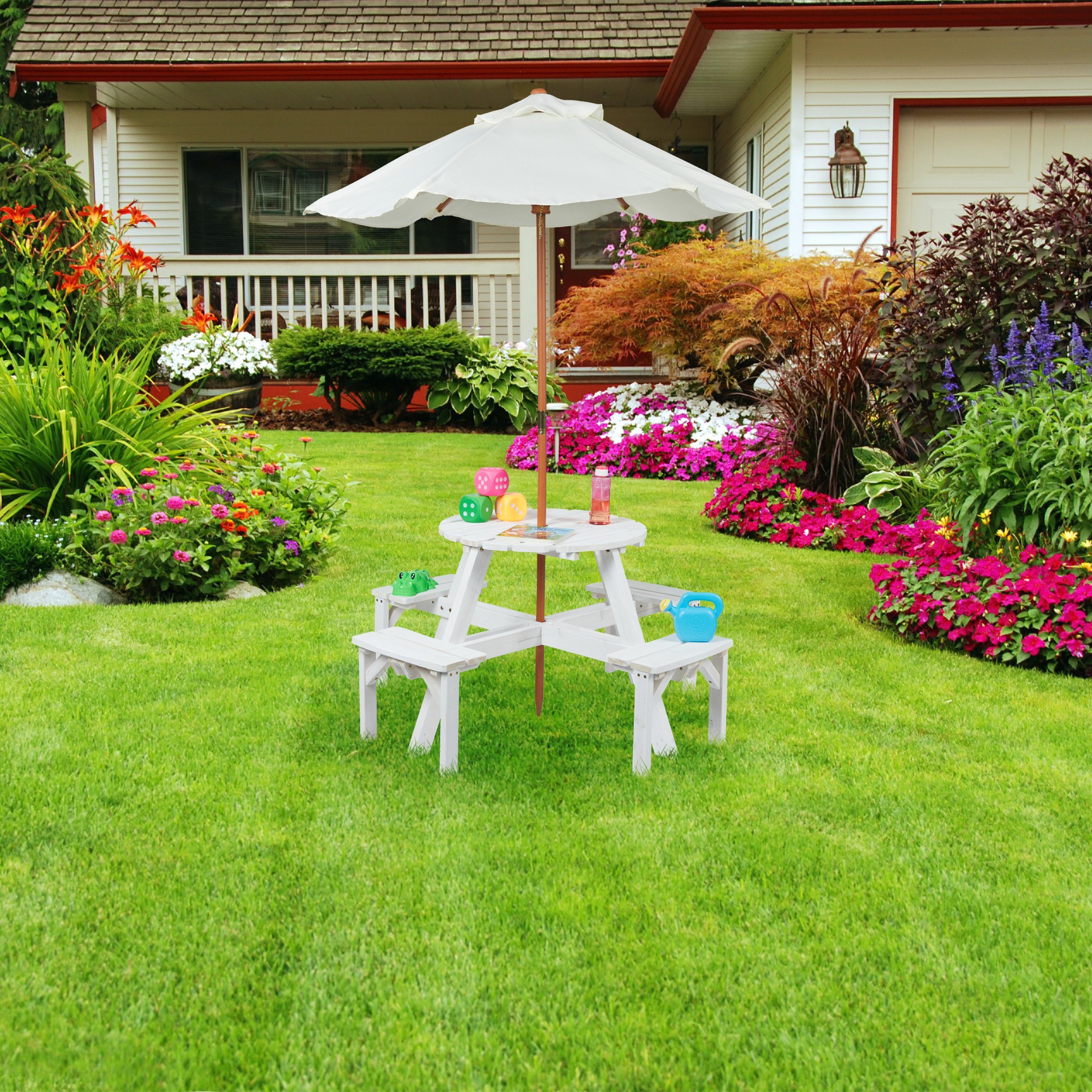 relaxdays Garten-Kindersitzgruppe Runde Kindersitzgruppe Holz mit günstig online kaufen