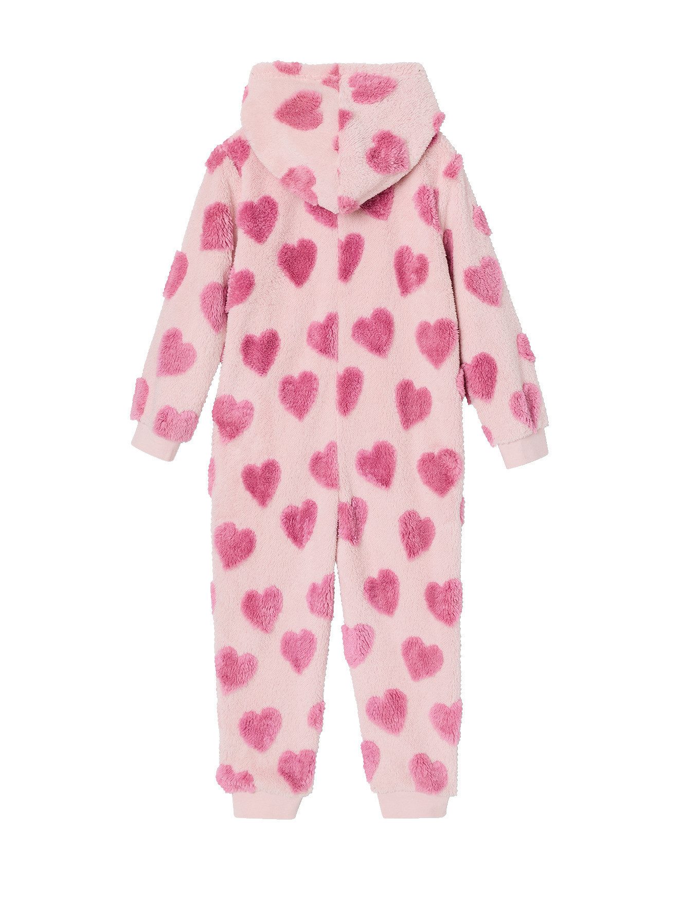 vertbaudet Schlafanzug Kinder Plüschoverall mit Herzen, Onesie – Bild 2 von 5