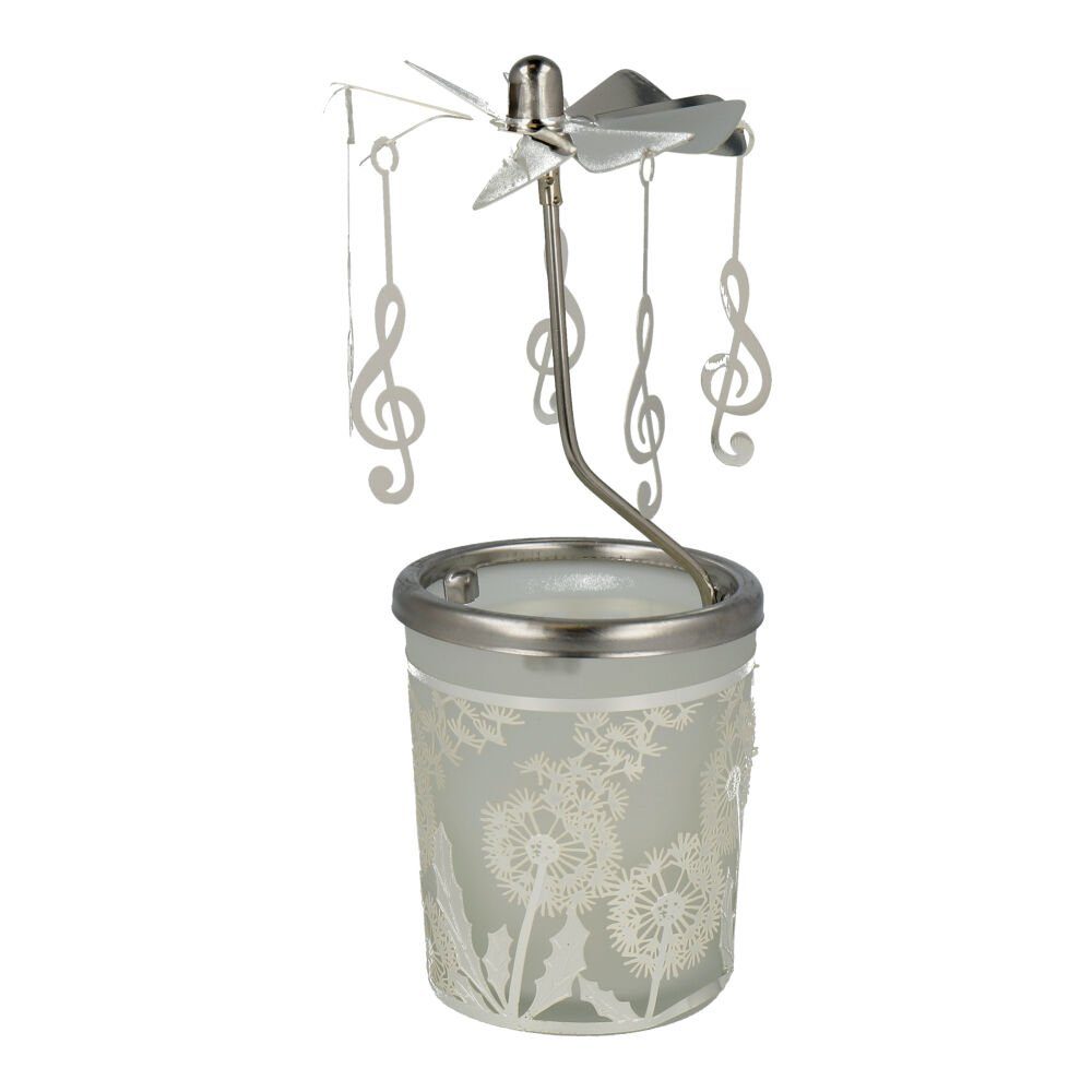 mugesh Tischkerzenhalter Windlicht Glas-Karussell mit Violinschlüssel, für Musiker