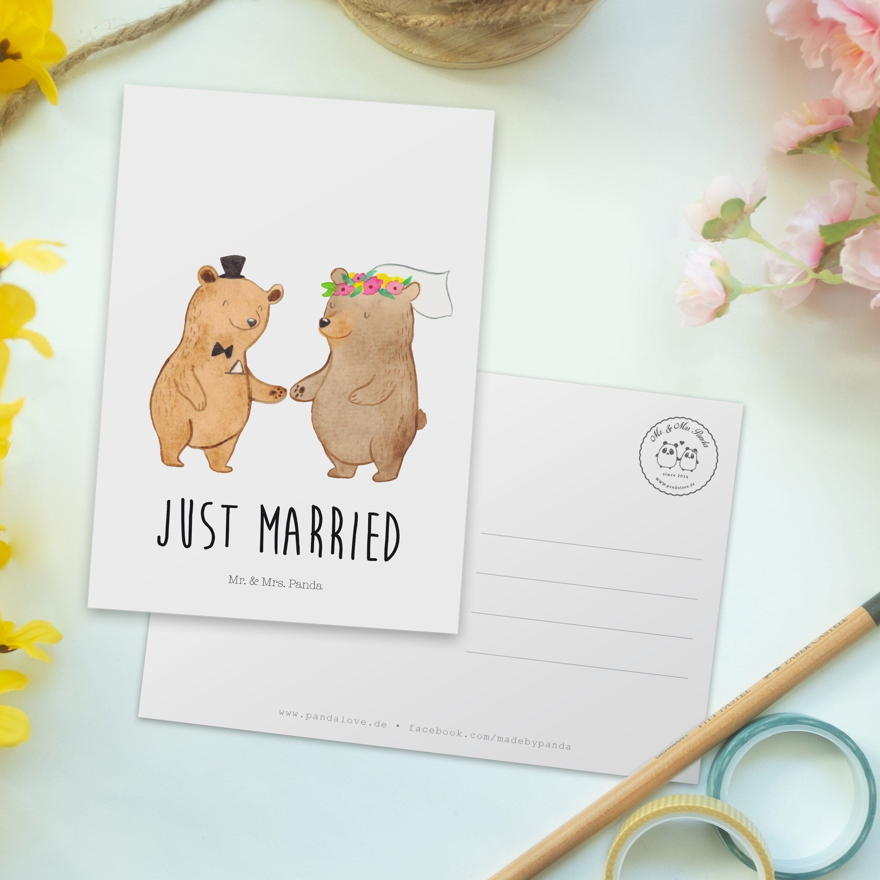 - Weiß Heirat Geschenk Trauung, Geschenk, Mrs. & - Mr. Bären z Panda Postkarte Trauungsgeschenk,