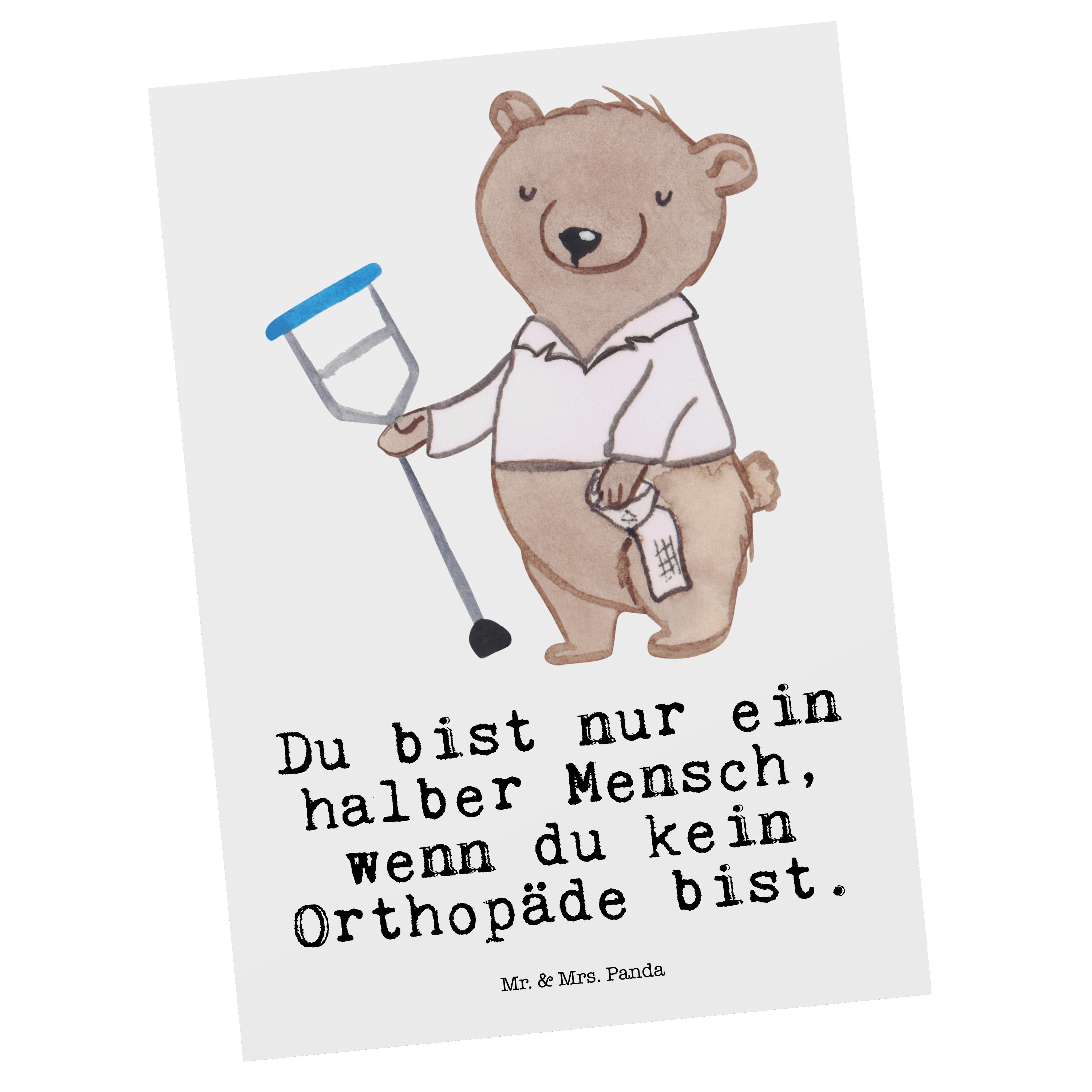 Mr. Einladungskarte, Panda Weiß - Krank mit Firma, Herz & Geschenk, Mrs. Postkarte - Orthopäde