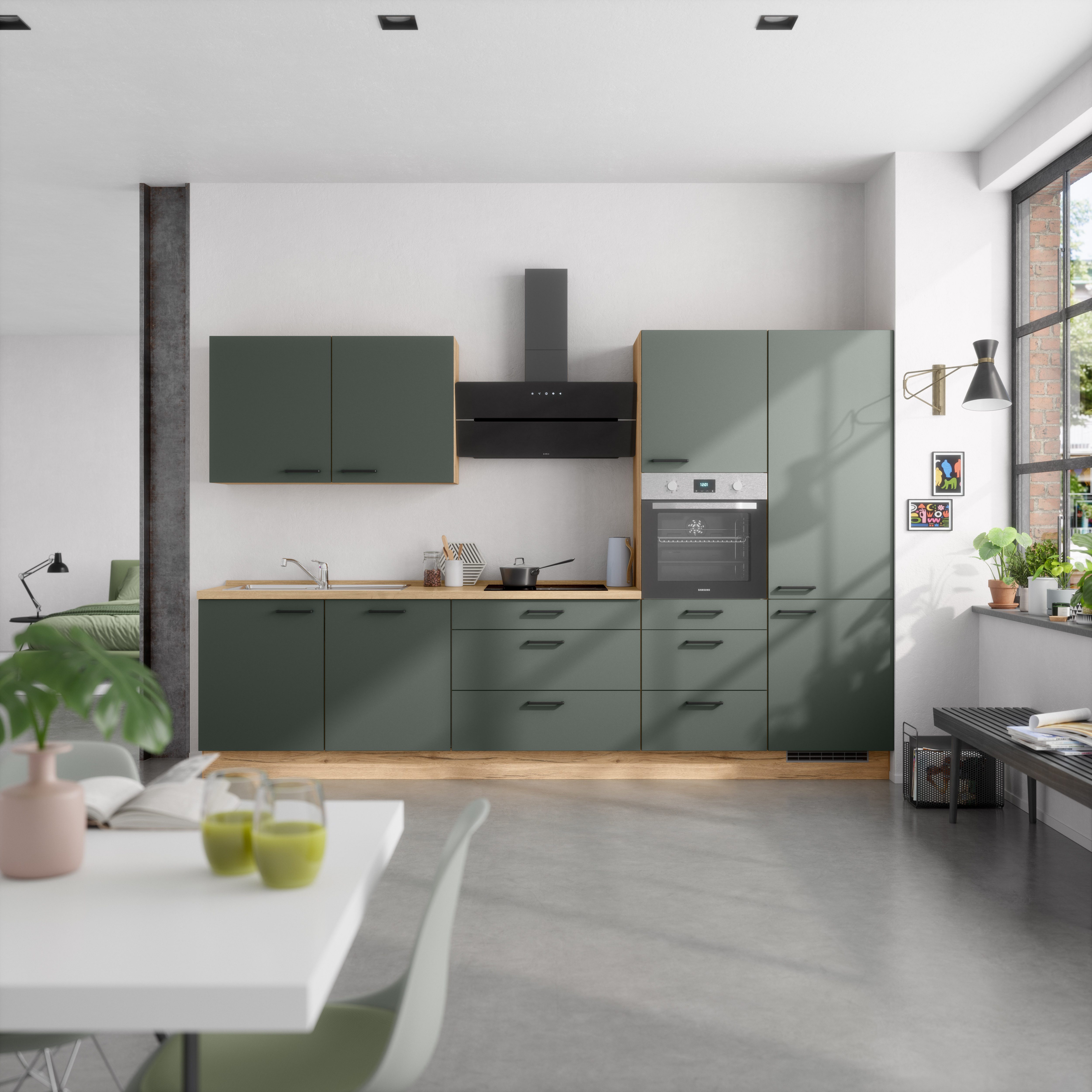 nobilia® Küchenzeile "Easytouch II", NEU: individuell anpassbar mit gratis Profi-Beratung, vormontiert, Breite 330 cm, Ausrichtung wählbar, wahlw. mit E-Geräten