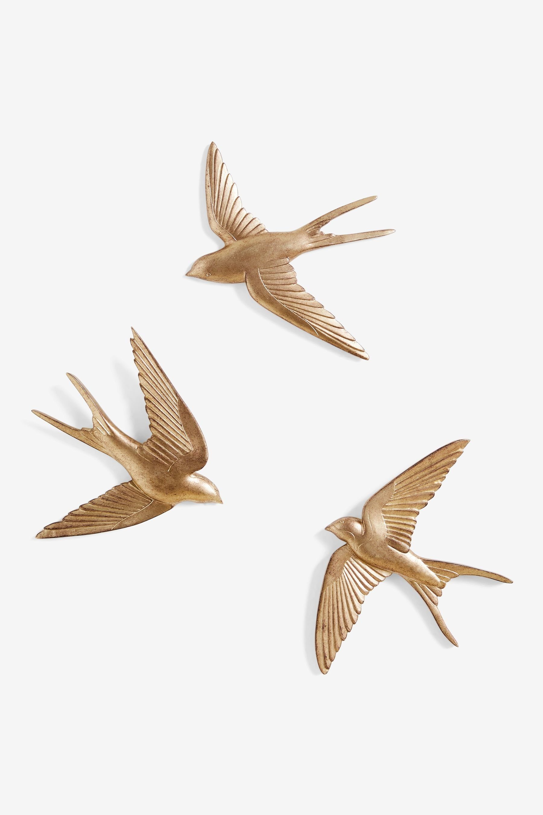 Next Wanddekoobjekt Schwalben-Wandplaketten, 3er-Set, goldfarben günstig online kaufen