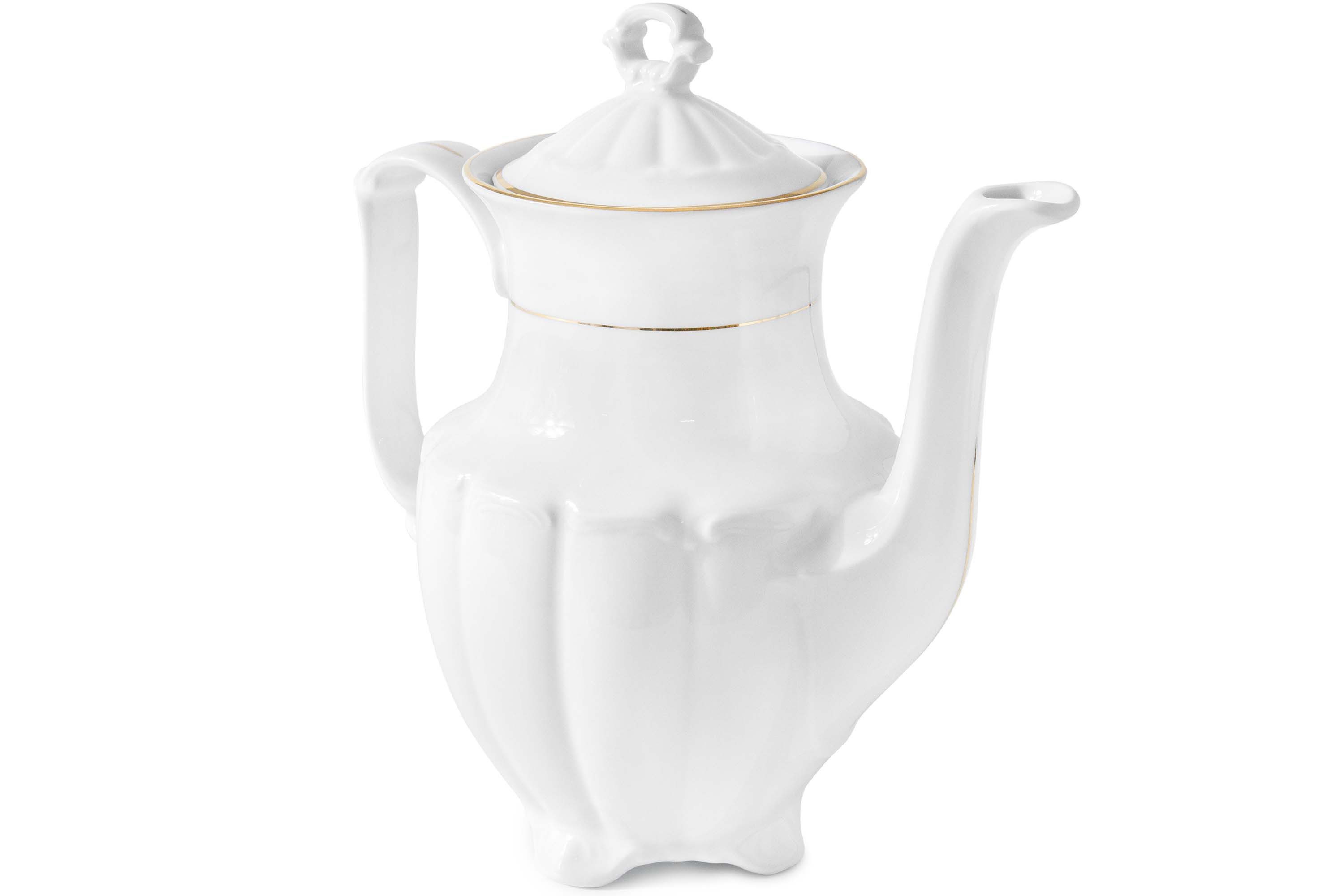 KONSIMO® Teekanne CHODZIEZ MARIA TERESA Kannen, Kaffeekanne, Porzellankanne, 1.6 l, Premium-Porzellan, mit Deckel, Handdekoration in echtem Gold
