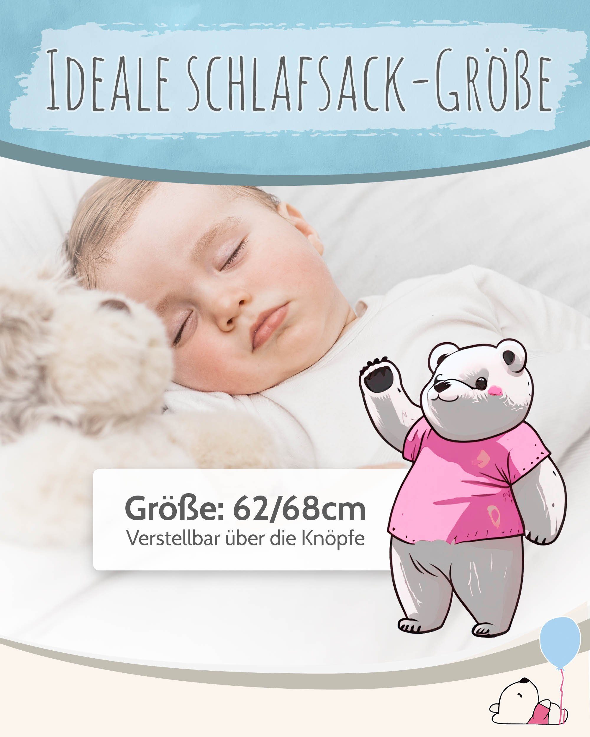 pic Bear Babyschlafsack mit TOG, Reißverschluss grayed Reißverschluss Schutz, Bear Musselin, Sommerschlafsack pic jade Außenliegender 0,5