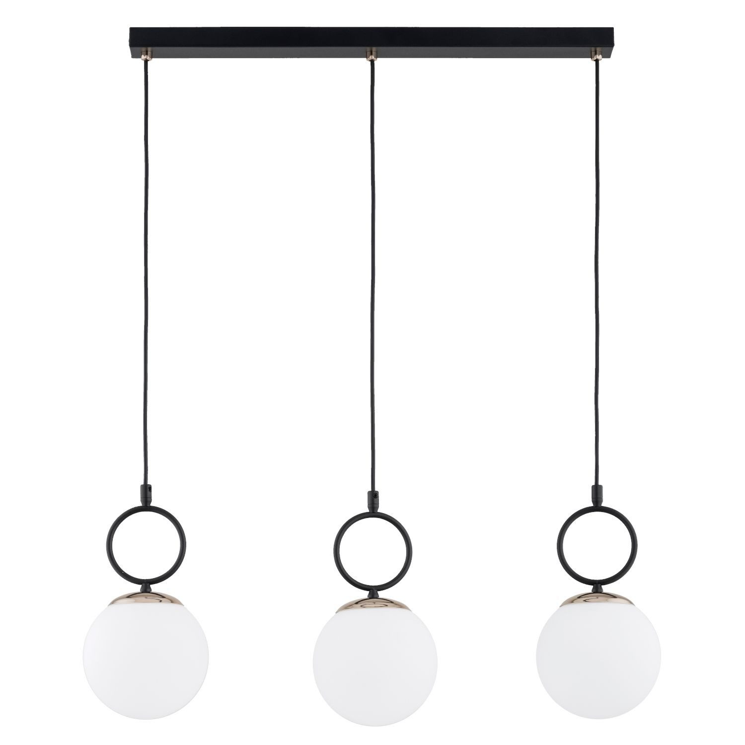 Licht-Erlebnisse Pendelleuchte ILOSO, ohne Leuchtmittel, Metall Glas E14 H: max. 95 cm Schwarz Weiß 3-flammig Kugel Schirm