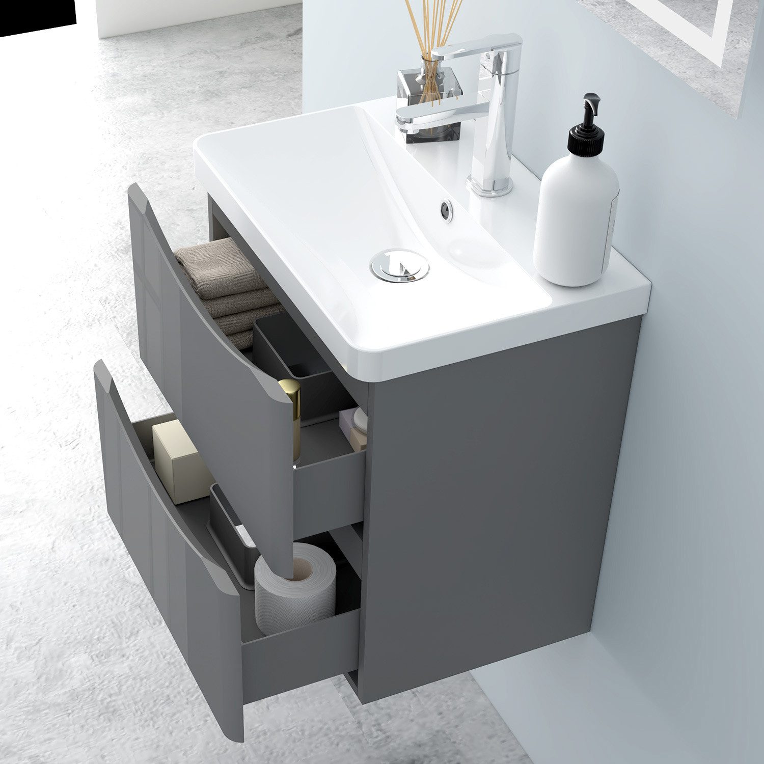 Aica Sanitär Waschtisch Unterschrank Waschbecken MDF Badmöbel Waschbeckenun günstig online kaufen