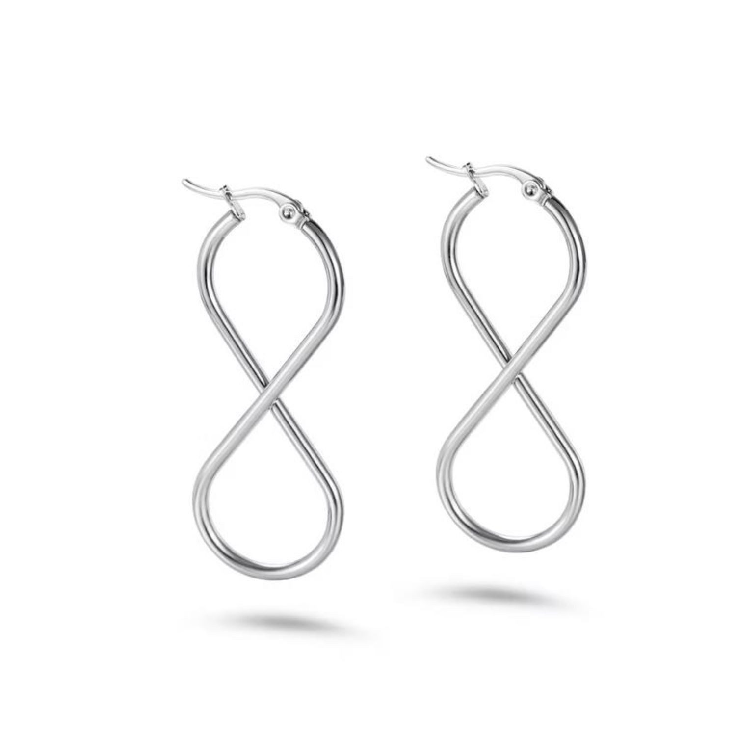 Kingka Paar Creolen Unendlichkeit, Damen Ohrringe, silberfarben, wasserfest, Geschenkidee, Edelstahlschmuck für Damen, silberfarben, zu jedem Anlass