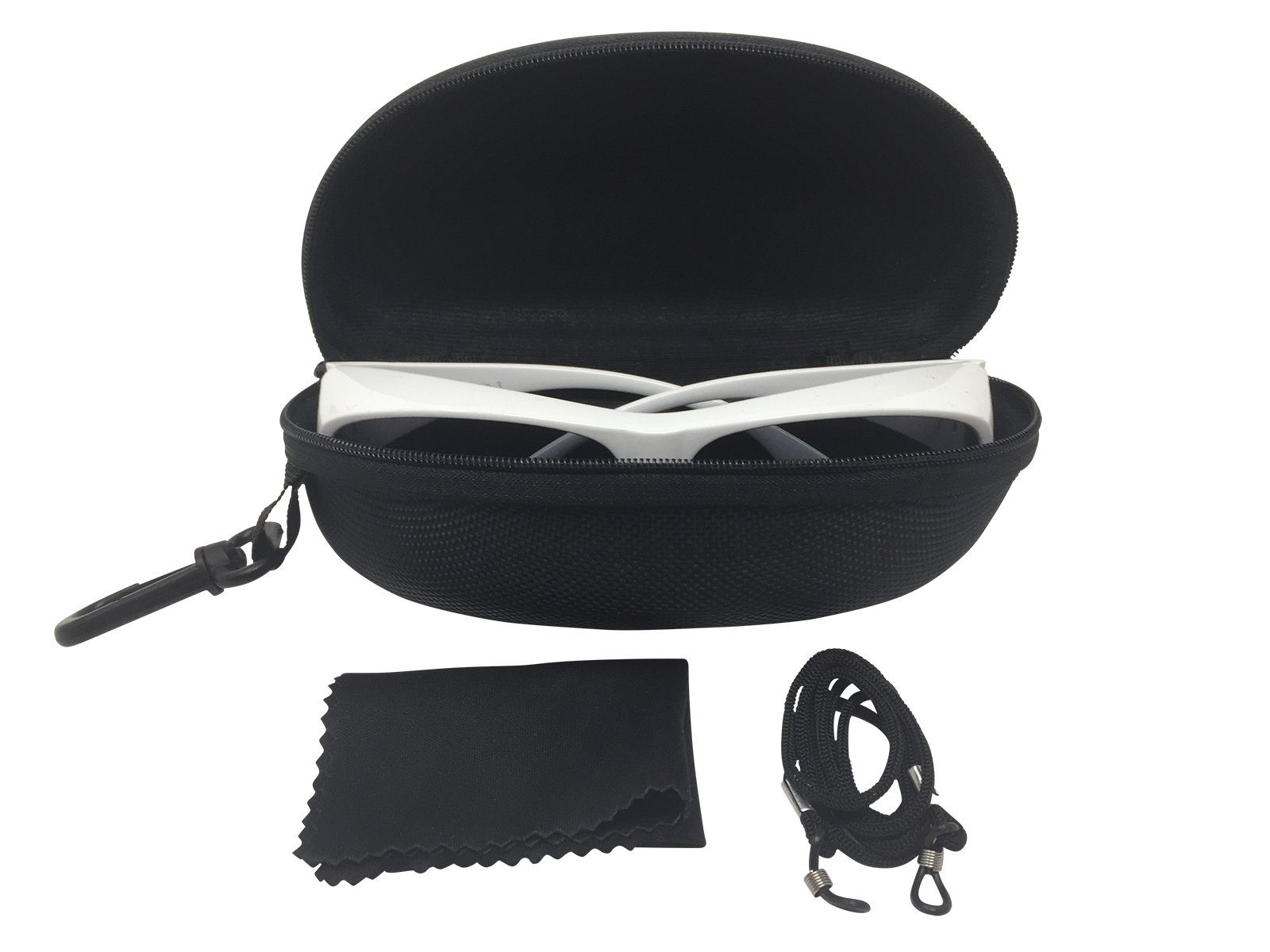FALINGO Brillenetui Brillenetuis Hardcases XXL schwarz 2 Stück 170 x 80 x 60 mm stoßfest, Inkl. Brillenband und Brillenputztuch