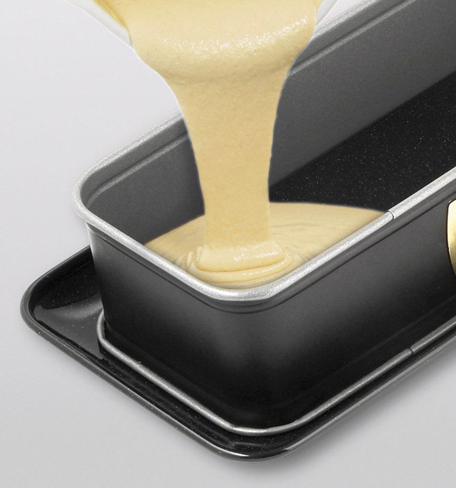 Dr. Oetker Küchenhelfer Kastenform Back-Idee, rechteckige Springform mit Emaille-Servierboden, 30 cm, Antihaft-Beschichtung, schnitt-& kratzfest, hitzebeständig bis 230°C