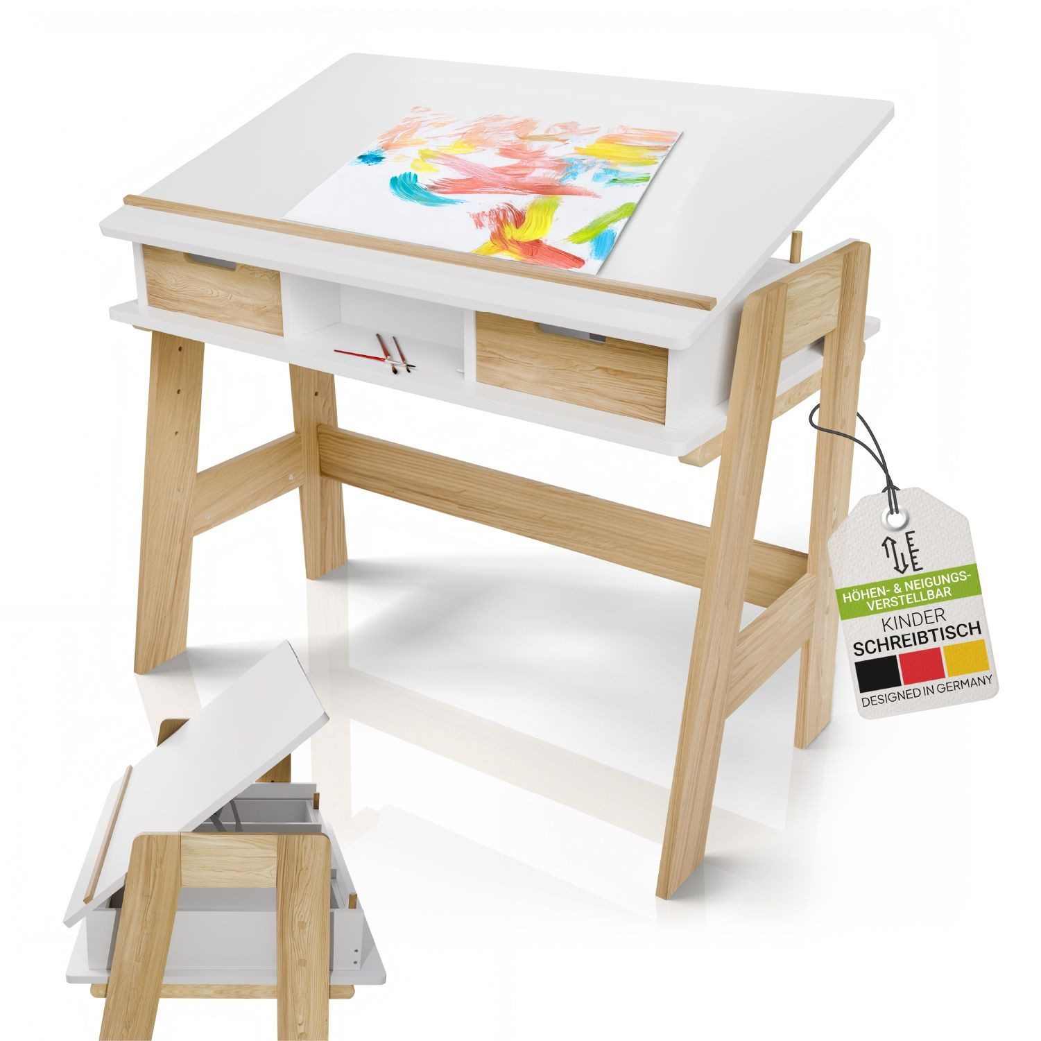 Juskys Kinderschreibtisch Fietje Plus, Neigungs- & höhenverstellbar, Schrei günstig online kaufen