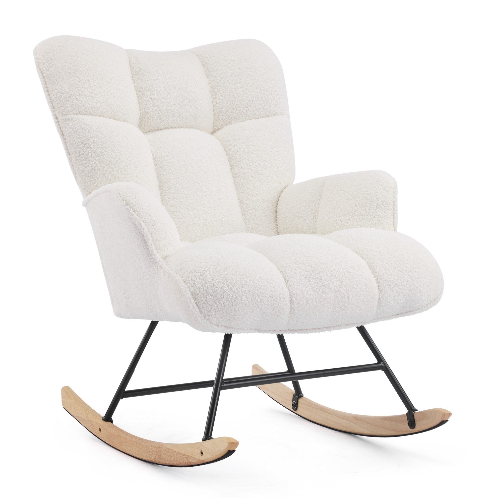 Aunekiv Schaukelstuhl Moderner Relaxsessel & Schaukelsessel in Teddyplüsch-Optik (1 St), perfekt als Stillstuhl & Lesesessel für Wohn- und Babyzimmer