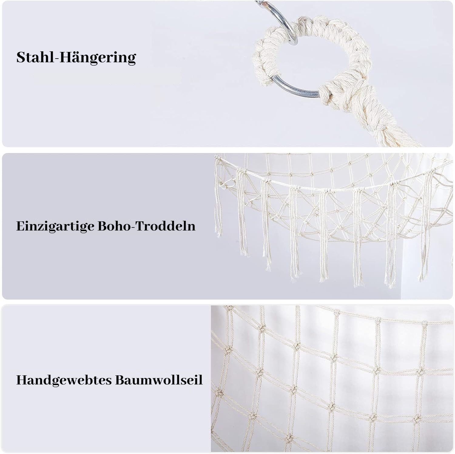 BlingBin Hängekorb Spielzeug Aufbewahrung Kuscheltier Aufbewahrung Netz (1er Set, 1 St., 1pcs), Boho Makramee Stofftier Hängematte für Plüschtiere und Teddybären