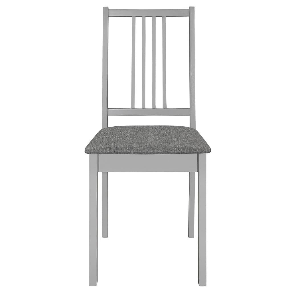 vidaXL Esszimmerstuhl Esszimmerstühle mit Kissen 2 Stk. Grau Massivholz (2 St)
