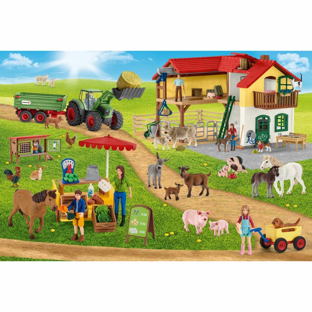 100 Puzzle Schmidt Puzzleteile und Hofladen, Schleich Spiele Farm Bauernhof World