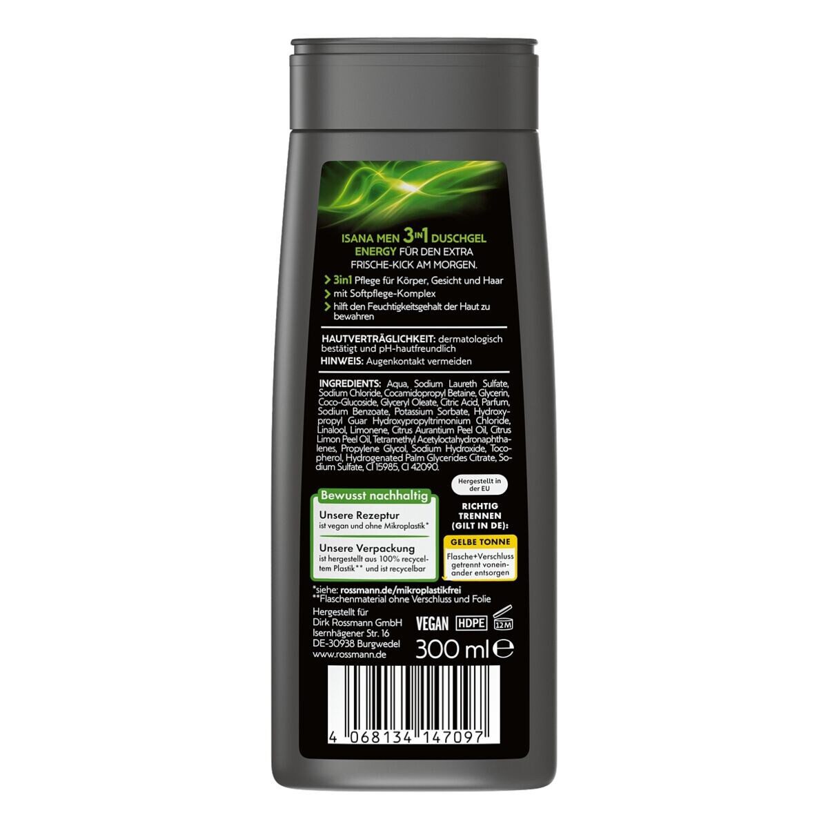 ISANA Duschgel 3in1 Energy, 300 ml, mit Softpflege-Komplex