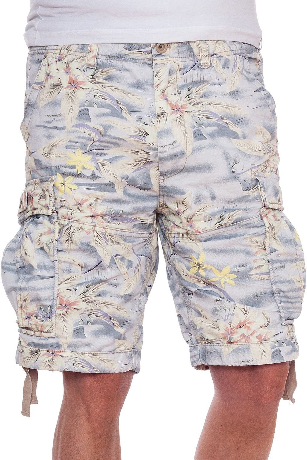 Jet Lag Cargoshorts Flower Green, Flower Blue, Hawaii Flower