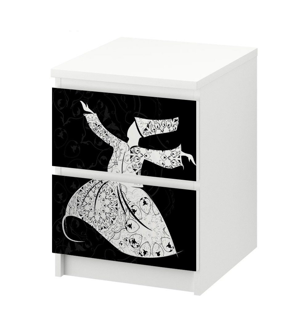 MyMaxxi Möbelfolie Kommodenaufkleber Malm Derwisch Klebefolie Möbelfolie Folie, (Derwisch, 1St.}, Ein Aufkleber je Schublade), Selbstklebend