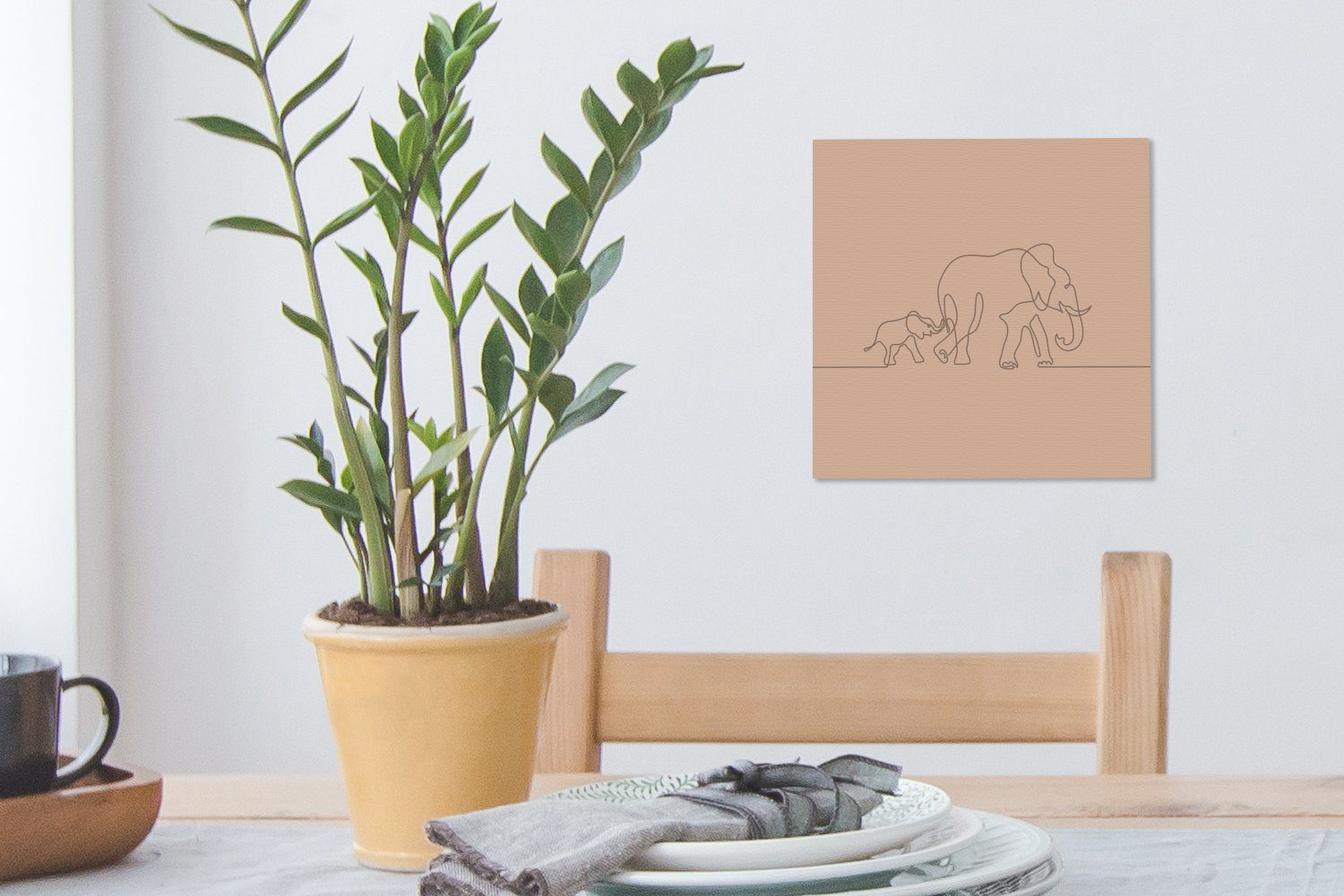 OneMillionCanvasses® für - Minimalismus (1 Einfach, Bilder Elefanten Leinwand Wohnzimmer - Schlafzimmer St), Leinwandbild