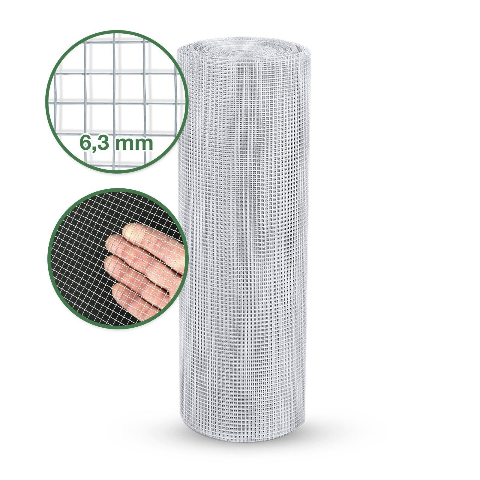 casa pura Draht Wühlmausgitter Verzinkt, 100 cm x 5 m, verzinkter Drahtzaun, Maschenweite: 6,3 mm