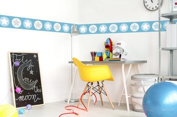 lovely label Bordüre Sterne grau/blau - Wanddeko Kinderzimmer, selbstklebend