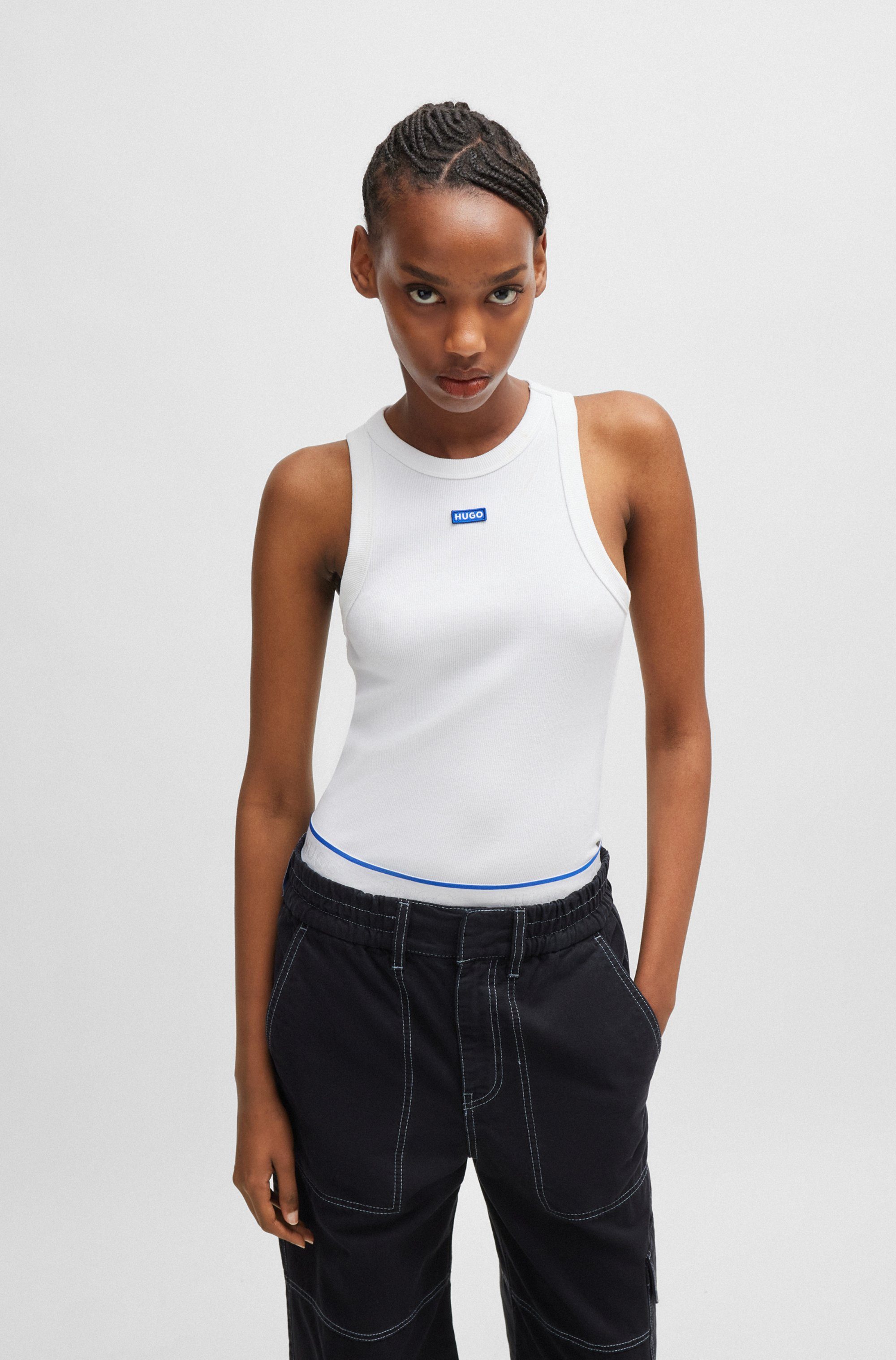 HUGO Blue Tanktop "Easy Tank", Rippware aus Baumwollmischung mit Elasthan günstig online kaufen