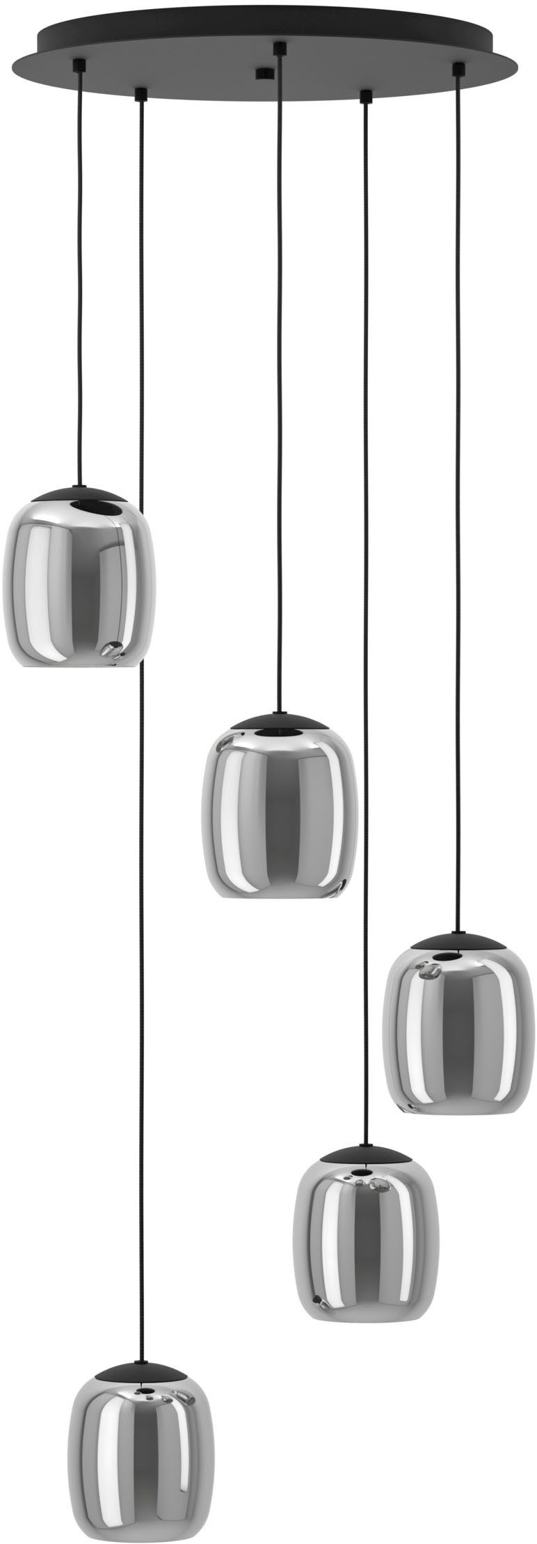 EGLO Hängeleuchte CIAMPINO Pendellampe - Stahl - E27 - 5X28W - IP20, ohne Leuchtmittel, Hängelampe, Deckenlampe, Wohnzimmer, Esszimmer, H150 x Ø54 cm