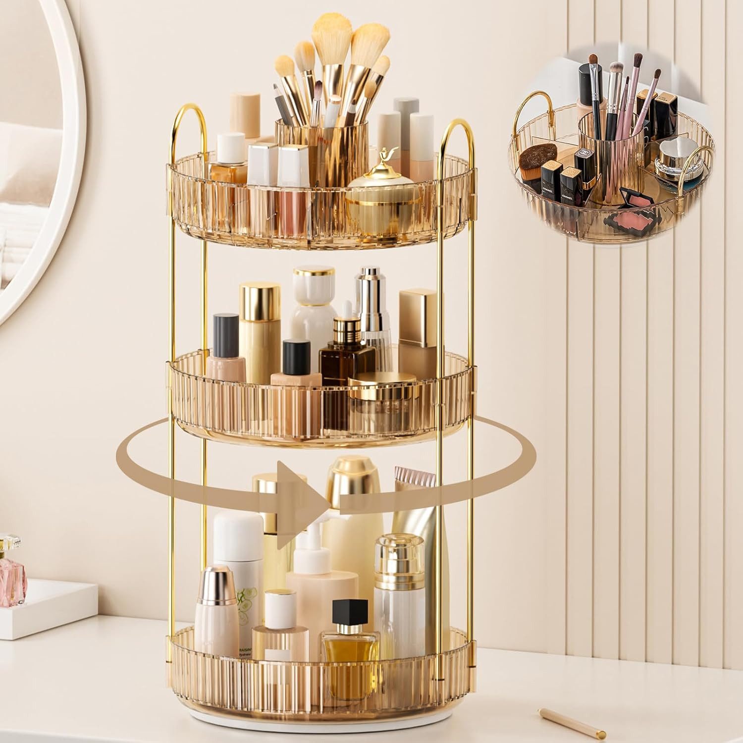 TUWENA Make-Up Organizer Make Up Organizer, 360° drehbare Kosmetikaufbewahrungsbox