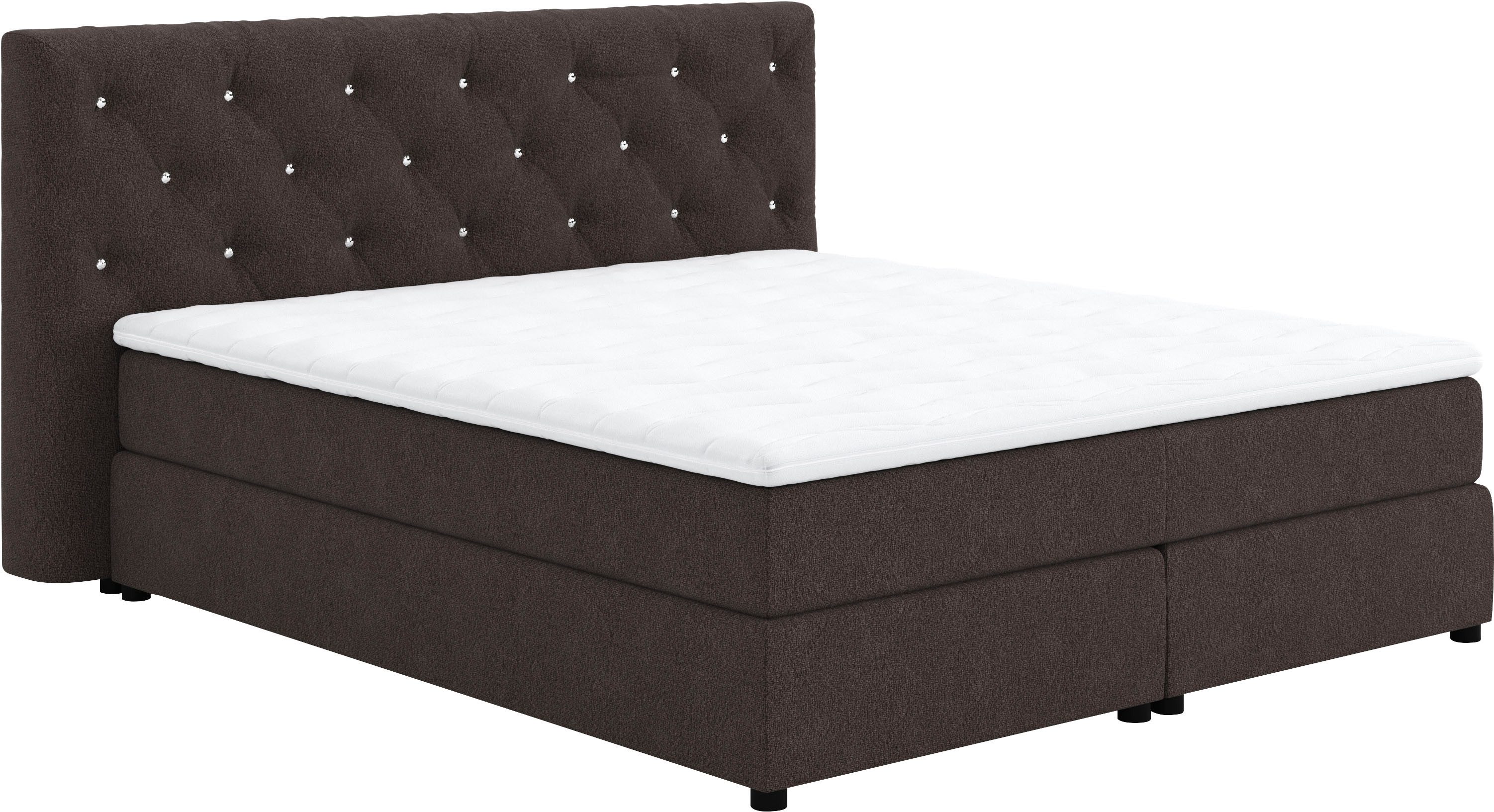 COTTA Boxspringbett Castle, mit Strasssteinen im Kopfteil, inkl. Topper