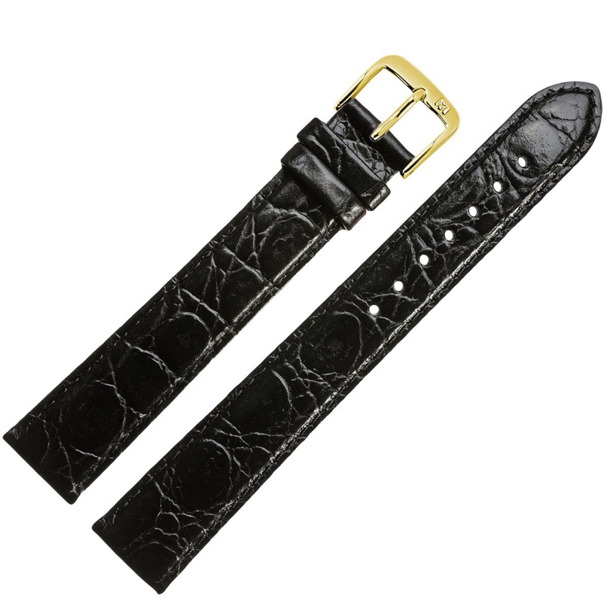 MARBURGER Uhrenarmband 14mm Leder XL Extra Lang Kroko Prägung