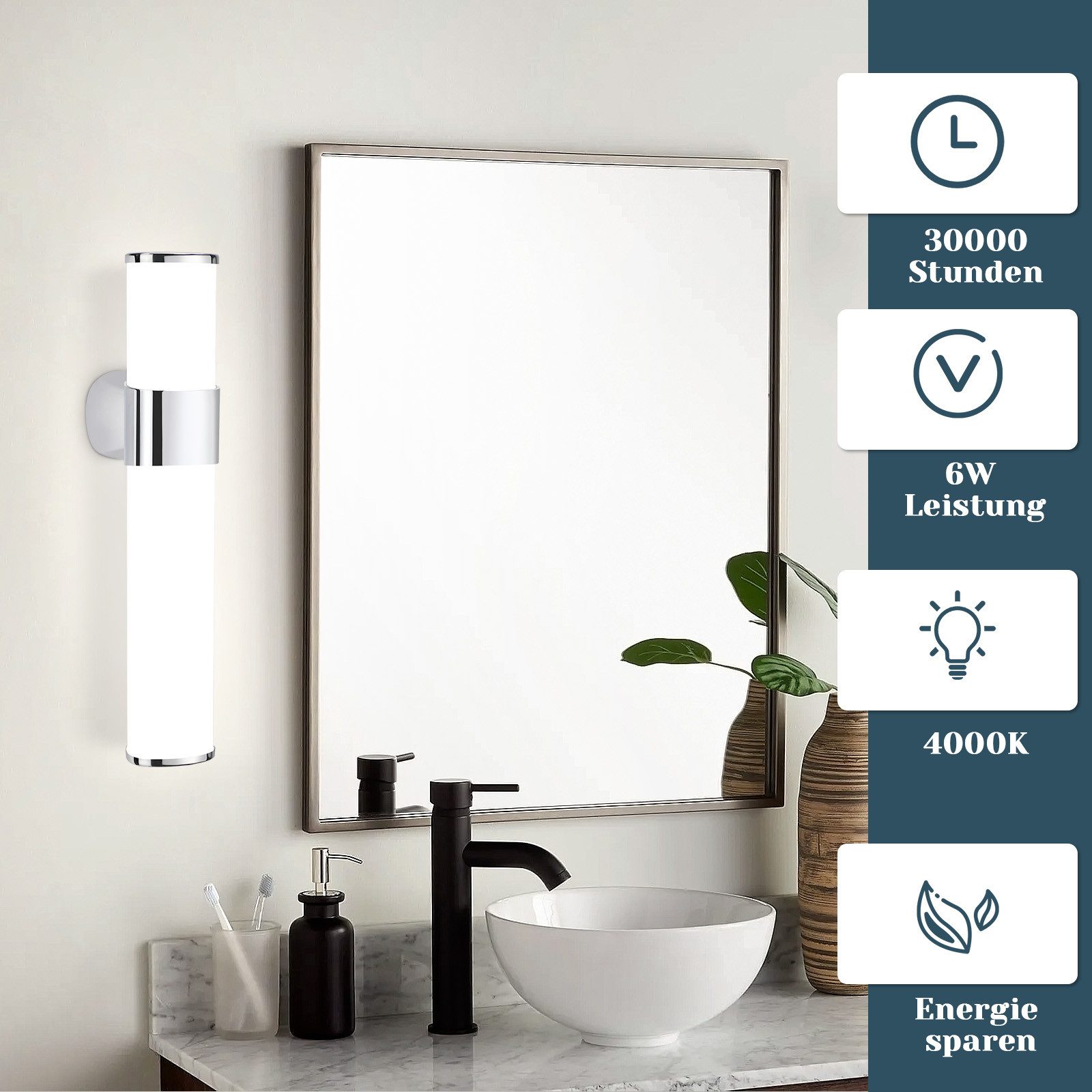 Nettlife LED Spiegelleuchte Badezimmer Klemmbar 35CM günstig online kaufen