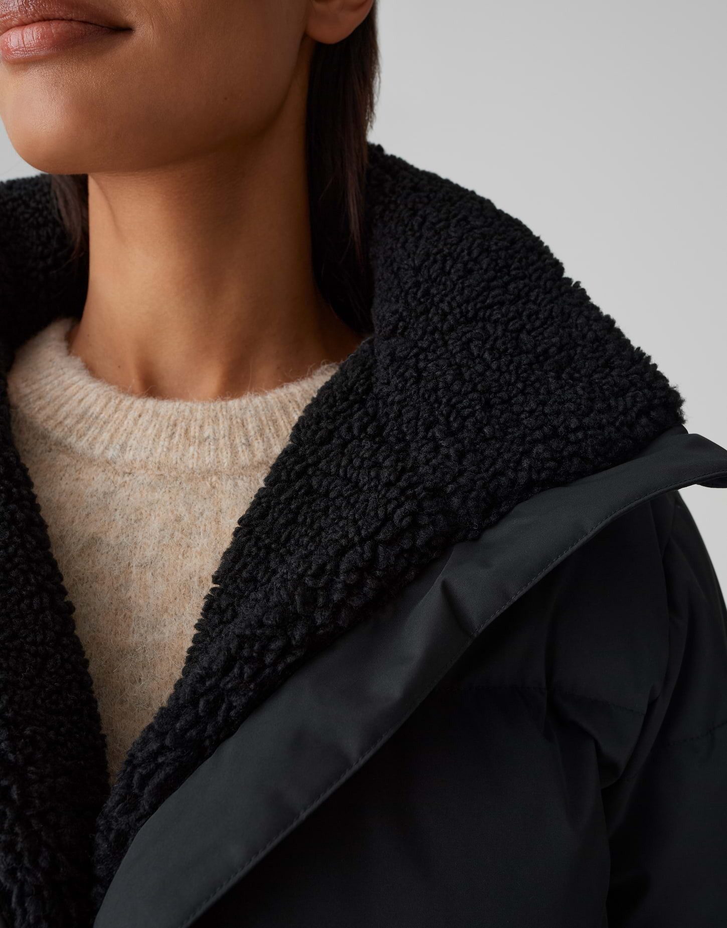 OPUS Steppjacke HILEEN mit Teddyfellkragen ovaler Schnitt, aufgesetzte Taschen vorne, Reißverschluss