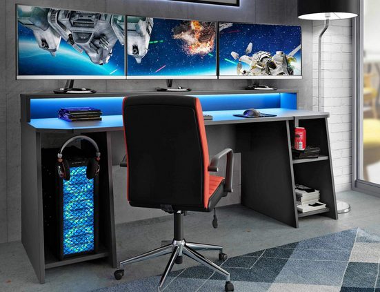 FORTE Gamingtisch »TEZAUR 5B Gaming Desk Computertisch mit LED