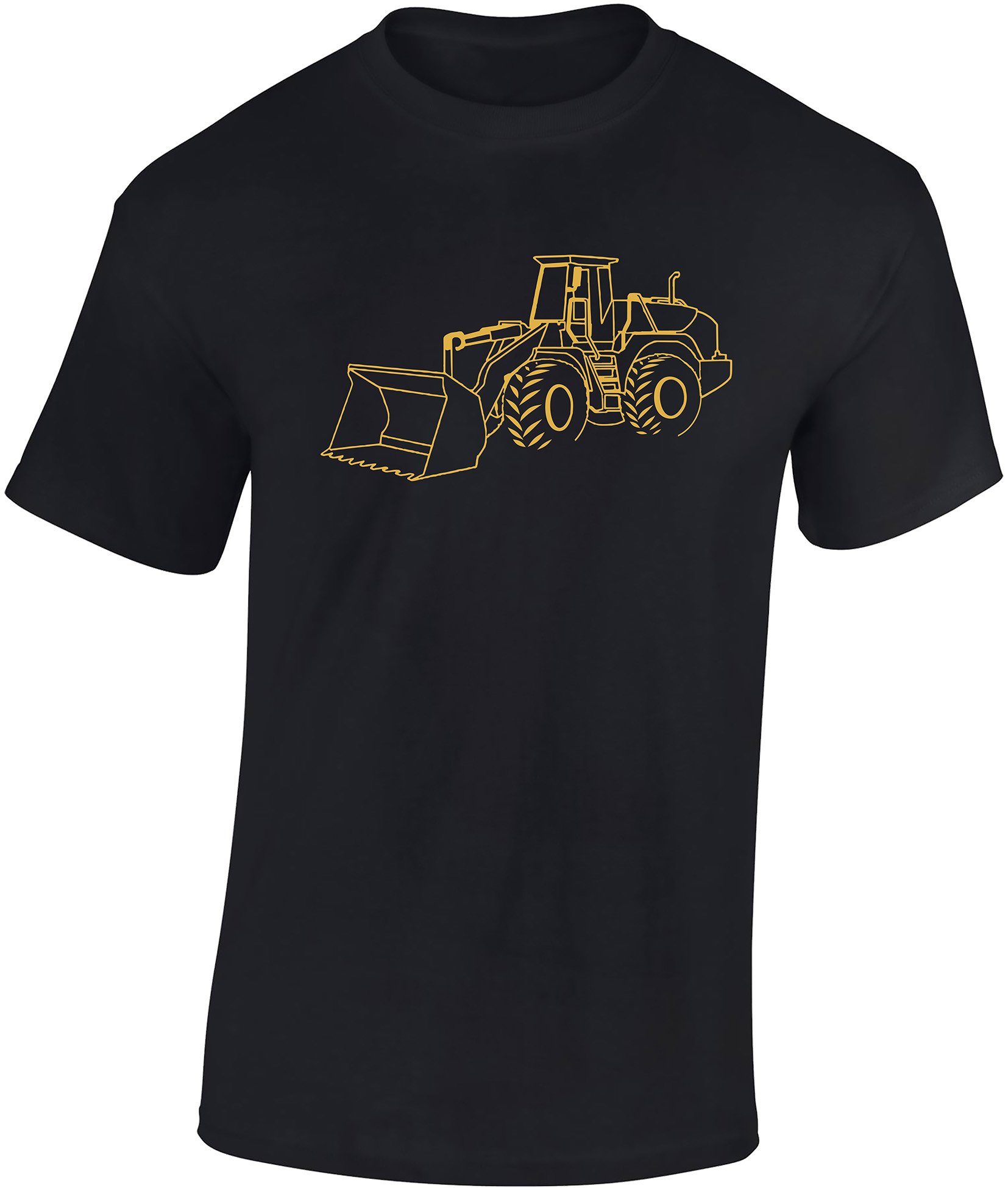 Siebdruck, Baustelle, aus Baumwolle Bagger - Baddery Kinder-T-Shirt hochwertiger Workwear Radlader Print-Shirt -