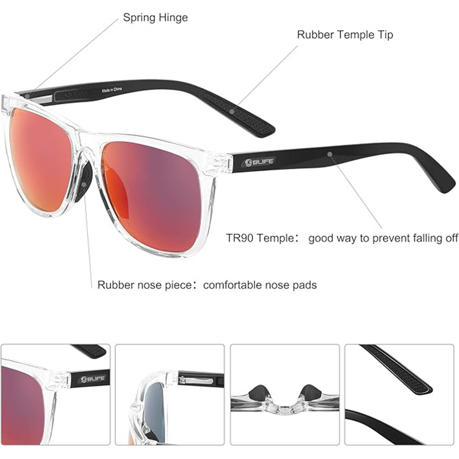 Unisex-Sonnenbrille Sonnenbrille Sunsoul Revo Polarisierte OLIGHT Rote oknife