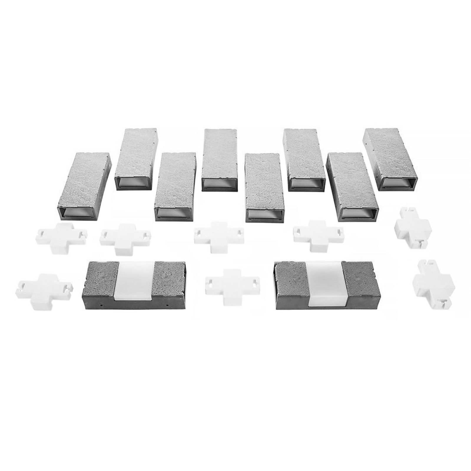 HTI-Living Beetumrandung Beetumrandung Nessa Solar Brick 10-teilig Grau, LxH: 23.3x4.5 cm, Set, Beetumrandung mit 10 Modulen inkl. Solarbeleuchtung, Beetbegrenzung Beeteinfassung Rasenkante