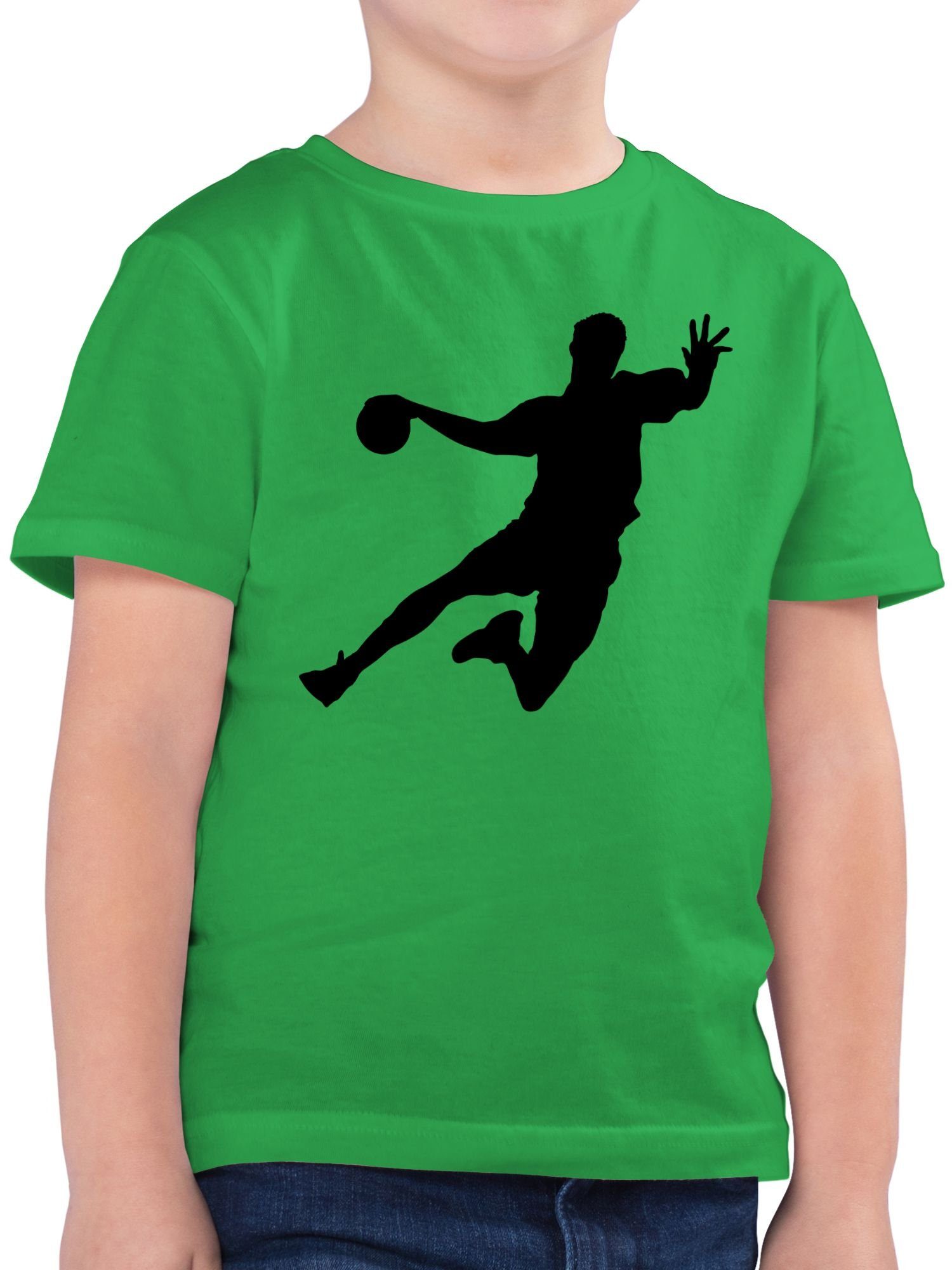1 Kleidung Sport Kinder T-Shirt Handballer Shirtracer Grün