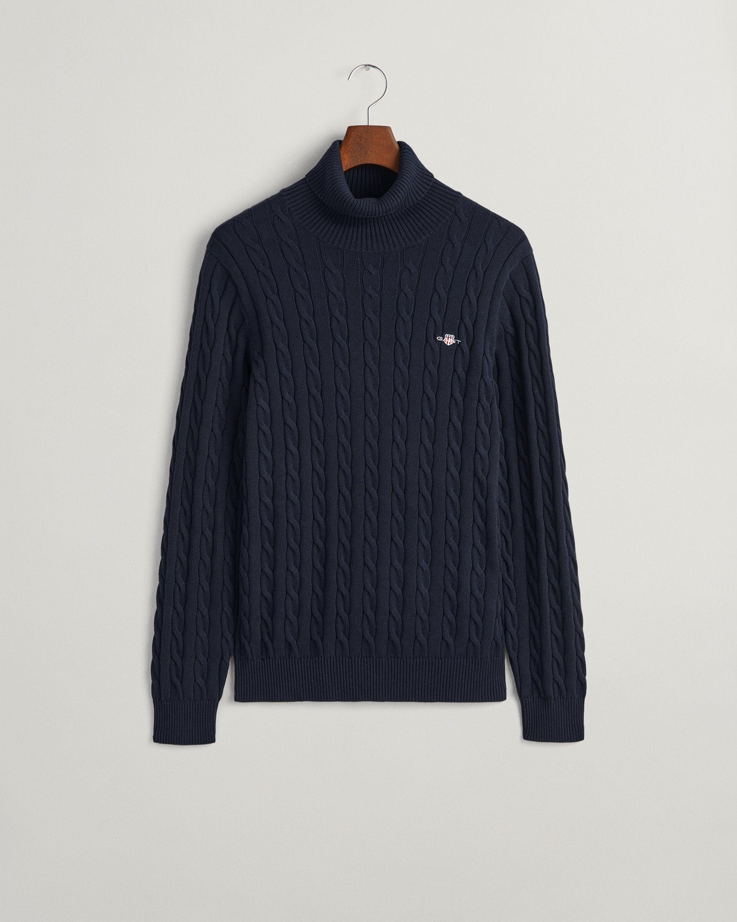 Gant Rollkragenpullover Zopfstrick Rollkragenpullover aus Baumwolle EVENING BLUE