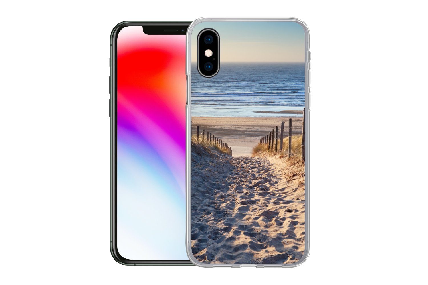 MuchoWow Handyhülle für Apple iPhone X Strand - Meer - Niederlande - Dünen - Sonne, Smartphone-Bumper, Print, Handy Schutzhülle Dünn