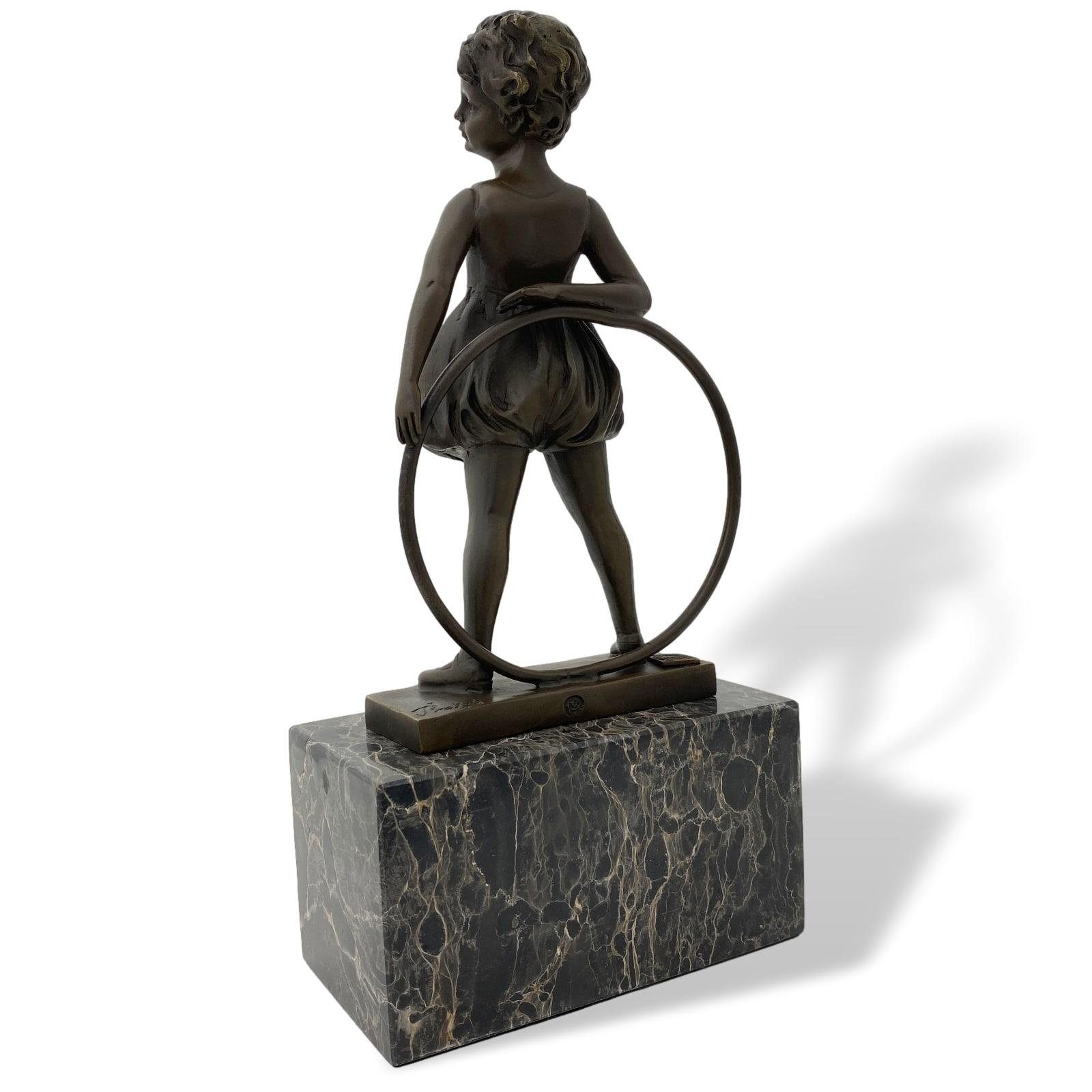 Bronze Antik-Stil Hoop mit Hula Skulptur Figur Mädchen Reifen im Aubaho Bronzeskulptur