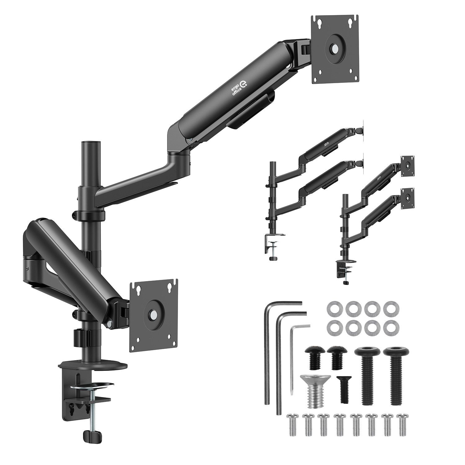 Ergo Office Monitor-Halterung ER-692 Halterung für 2 Monitore (17–32) max. 10 kg (pro Arm), (bis 32 Zoll, mit Gasfedern, VESA 75x75, 100x100)