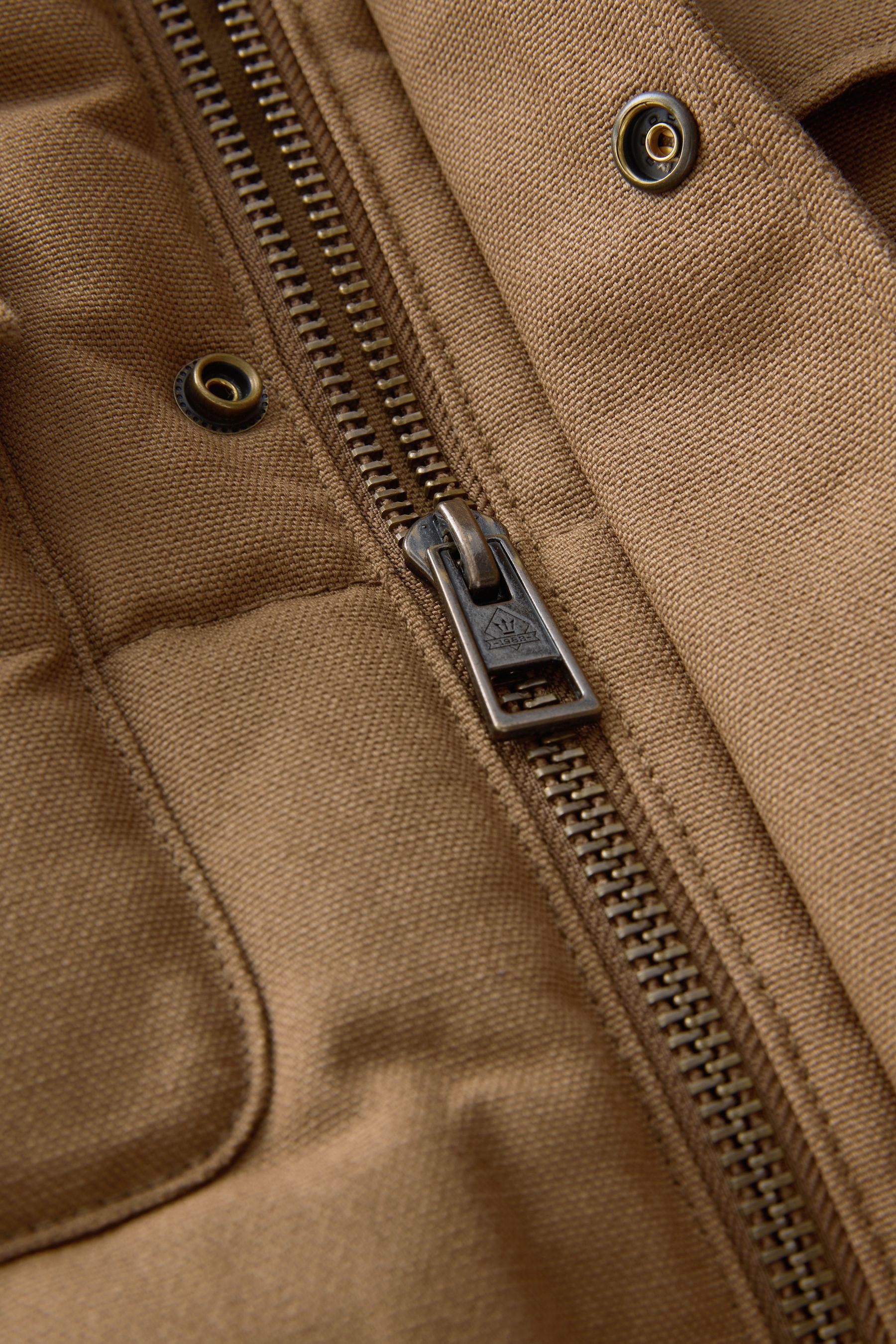 Next Winterjacke Canvas-Pufferjacke im Arbeiter-Stil mit Borgkragen (1-St)