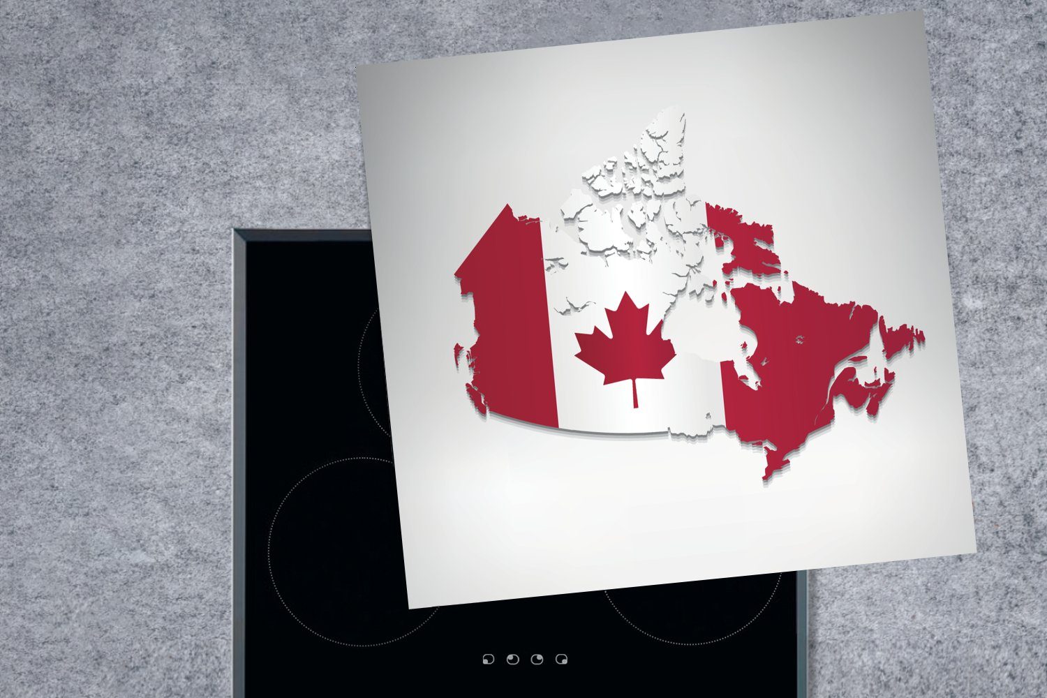 tlg), kanadischen Vinyl, des Flagge Arbeitsplatte Landes, Ceranfeldabdeckung, der in (1 für Form der Illustration 78x78 küche Herdblende-/Abdeckplatte cm, MuchoWow
