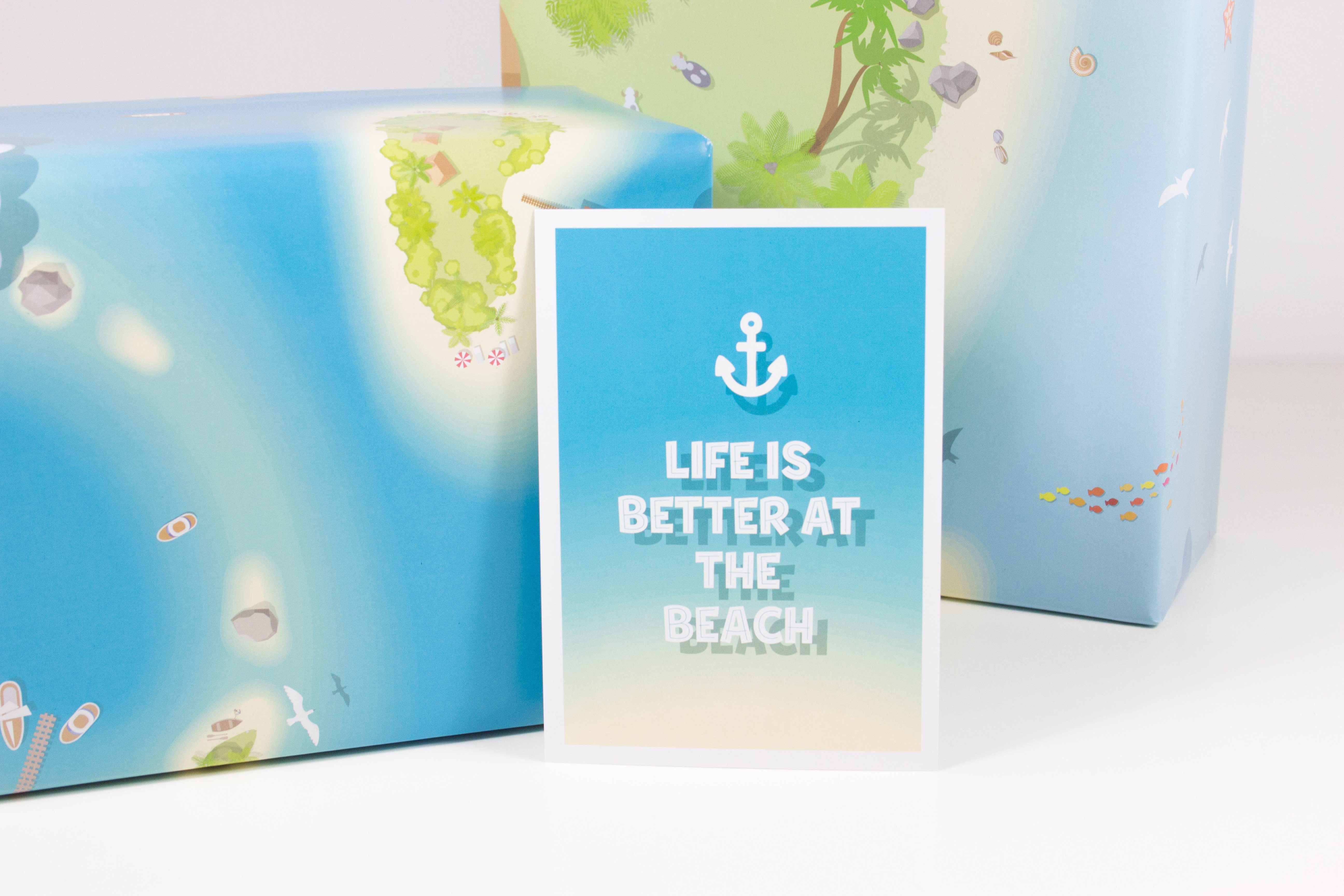 Bow Life, 100% Recyclingpapier Geschenkpapier Geschenkpapier Sea & Hummingbird