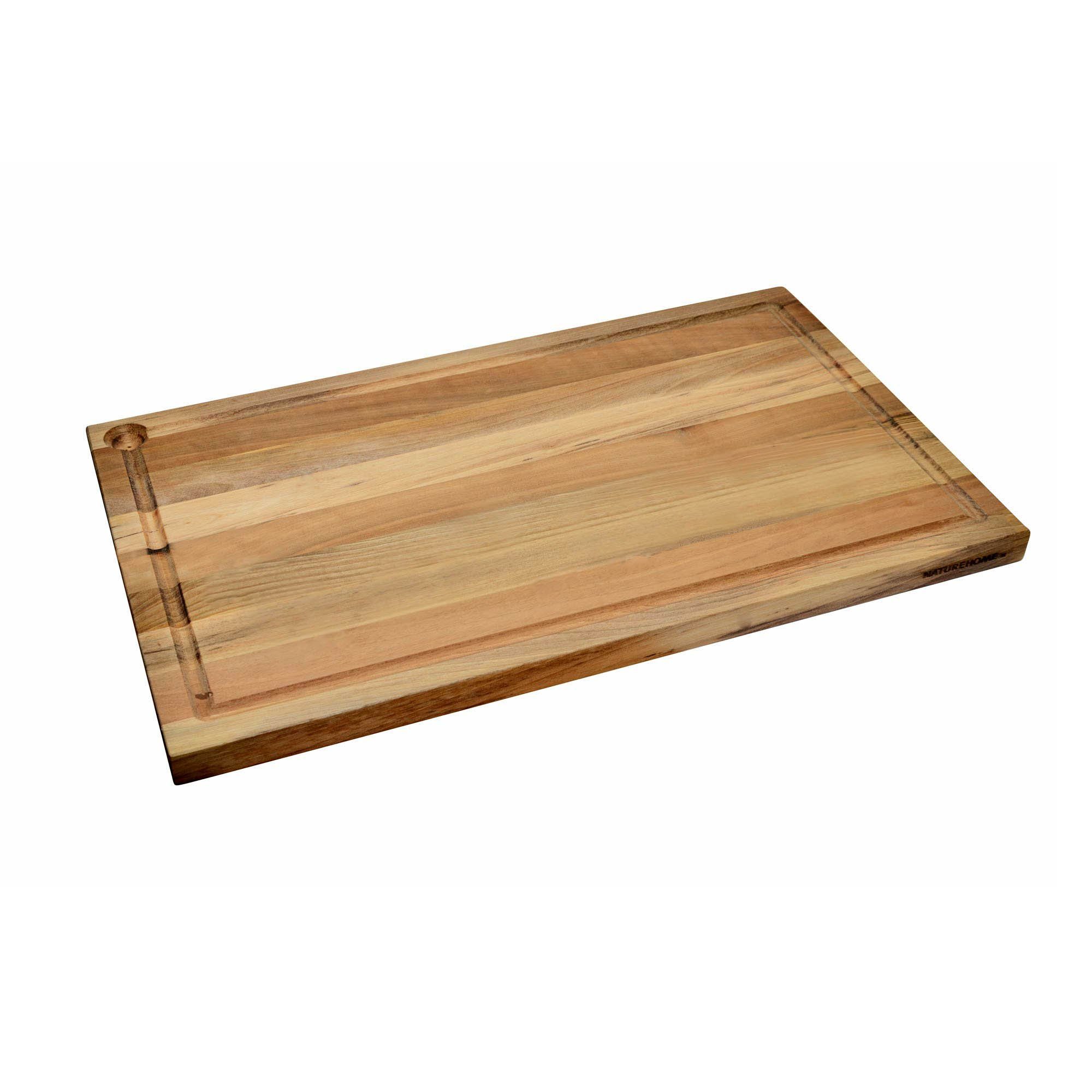 Holz, Handarbeit, einseitig NATUREHOME 58x36x3 Saftrille cm, Nachhaltig Küchenbrett (1-St), Massivholz, Holz, mit Nussbaum Schneidebrett