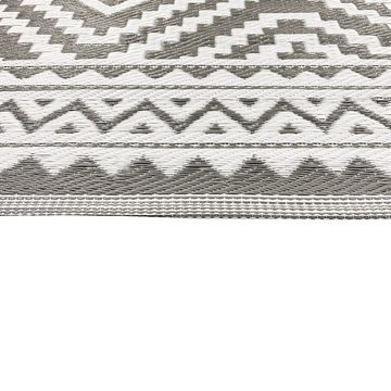 Outdoorteppich Outdoor-Teppich mit Azteken-Motiv aus Recycelten Materialien in grau, TeppichHome24, Rechteckig, Höhe: 5 mm