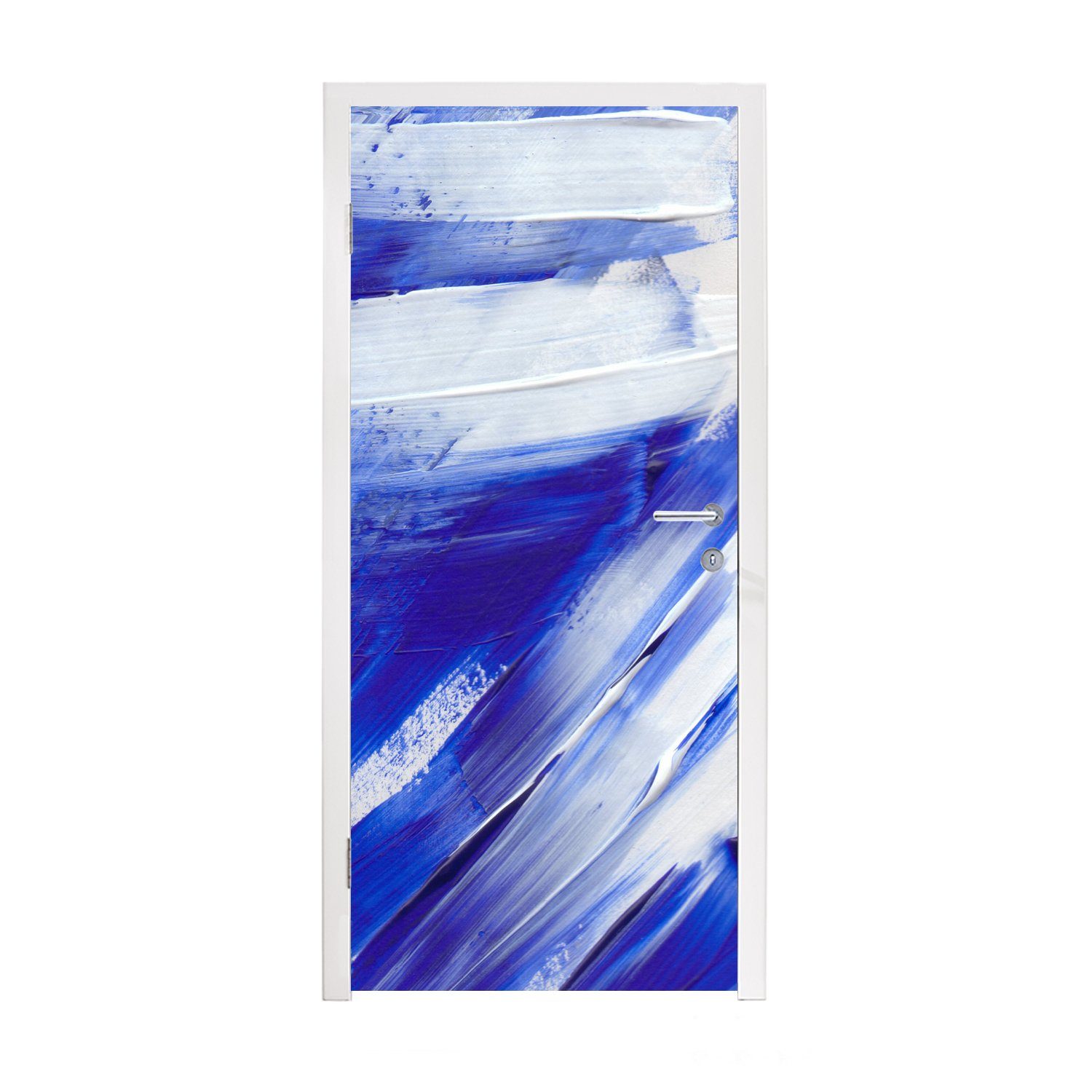 MuchoWow Türtapete Farbe - Design - Blau, Matt, bedruckt, (1 St), Fototapete für Tür, Türaufkleber, 75x205 cm