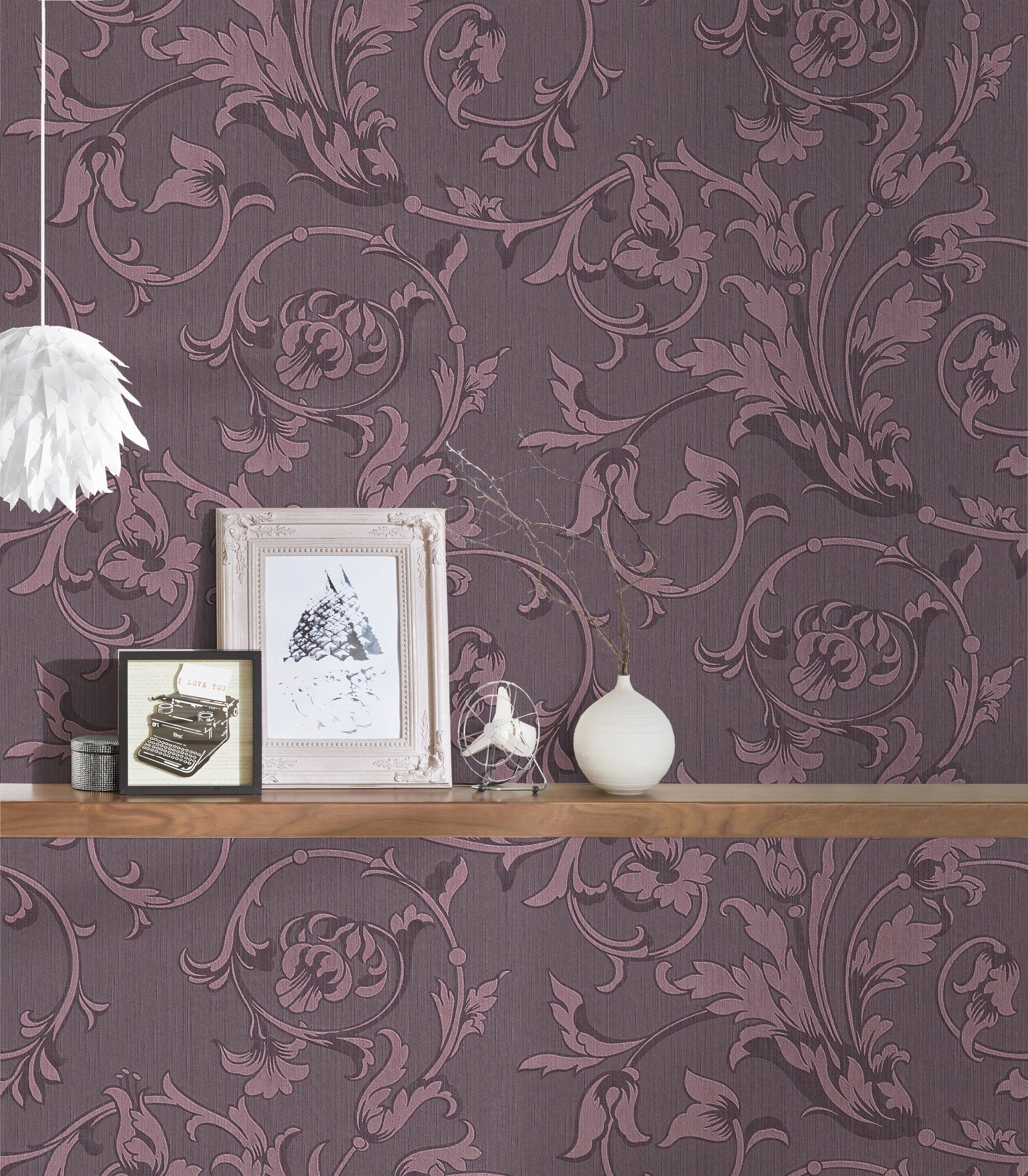A.S. Création Architects Tessuto, floral, Floral Paper samtig, violett Blumen Tapete Textiltapete Barock
