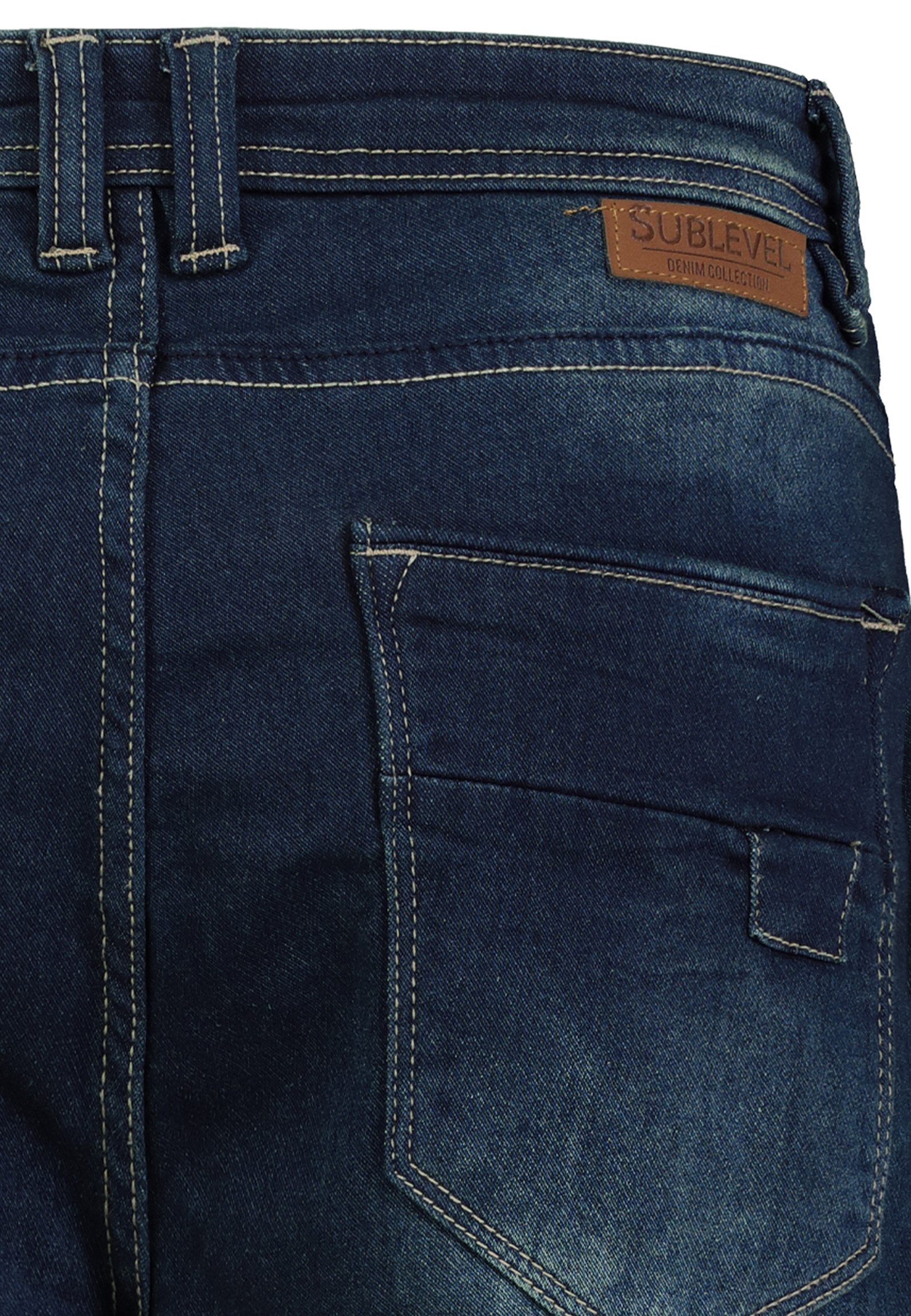 SUBLEVEL Jeansshorts Bequemer Schnitt Umschlag Klassischer für Herren (1-tlg) Baumwolle Normal Fit Einfarbig atmungsaktiv Reißverschluss – Bild 5 von 5