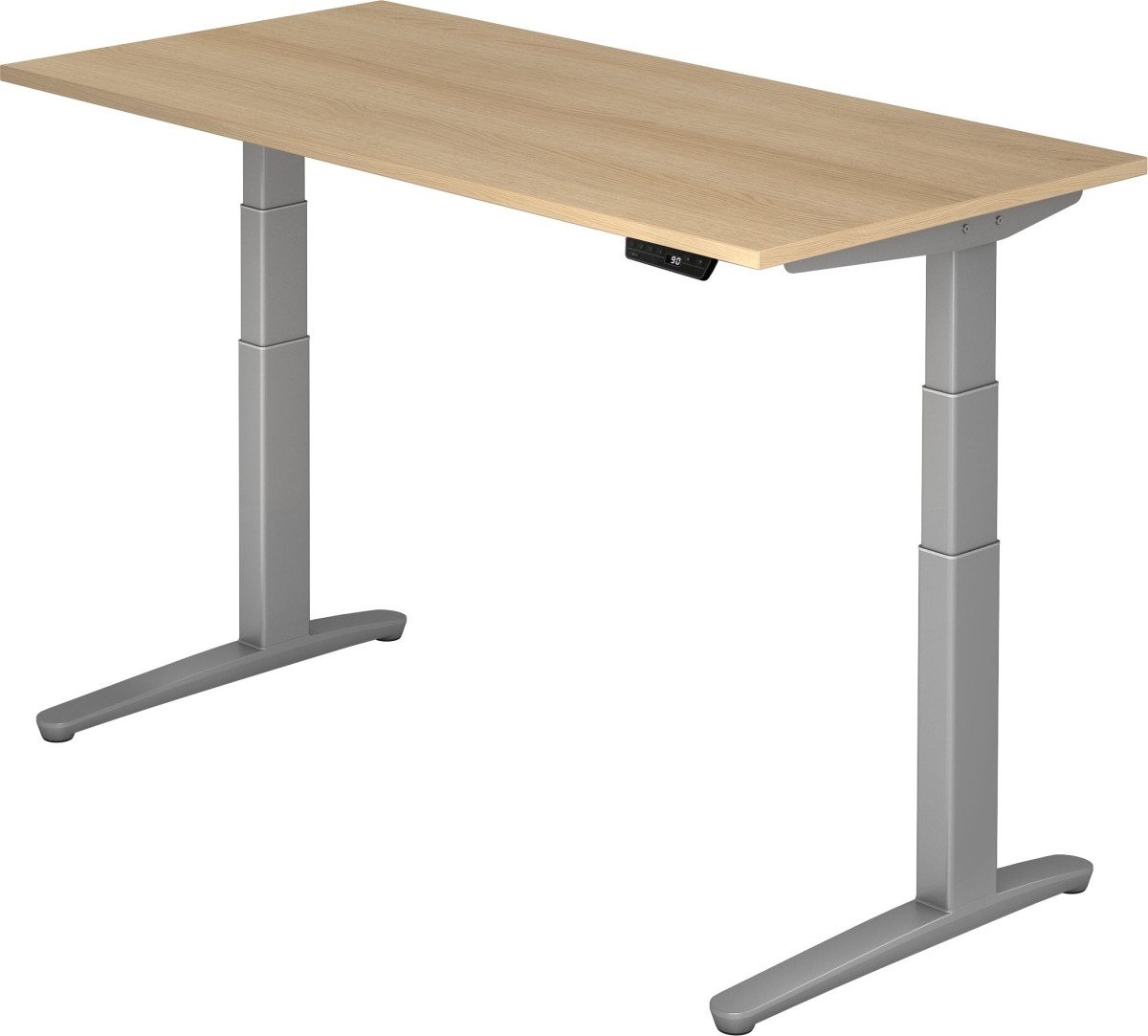 HAMMERBACHER Schreibtisch Sitz-Steh-Schreibtisch elektrisch 160x80cm Eiche/silber